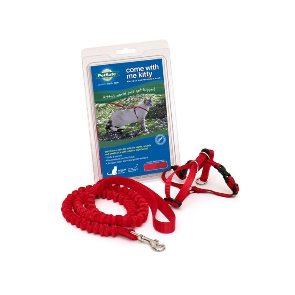 Come With Me Kitty Cat Harness and Bungee Leash Set - Adjustable Pet Safety Vest for Indoor/Outdoor Adventures