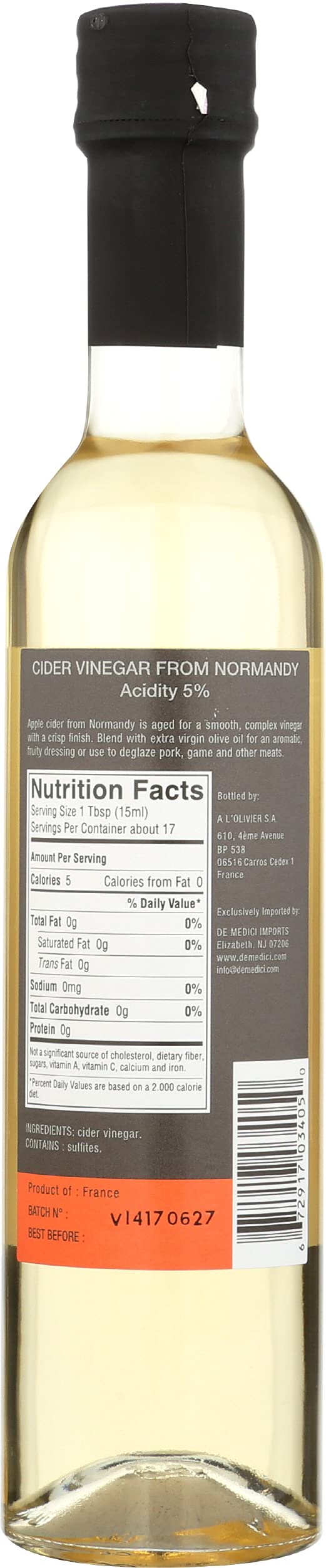 Organic Normandy Apple Cider Vinegar with Mother - 250ml | Raw, Unfiltered & Unpasteurized | Digestive Health, Detox & Weight Loss | Perfect for Salads, Marinades & Home Remedies