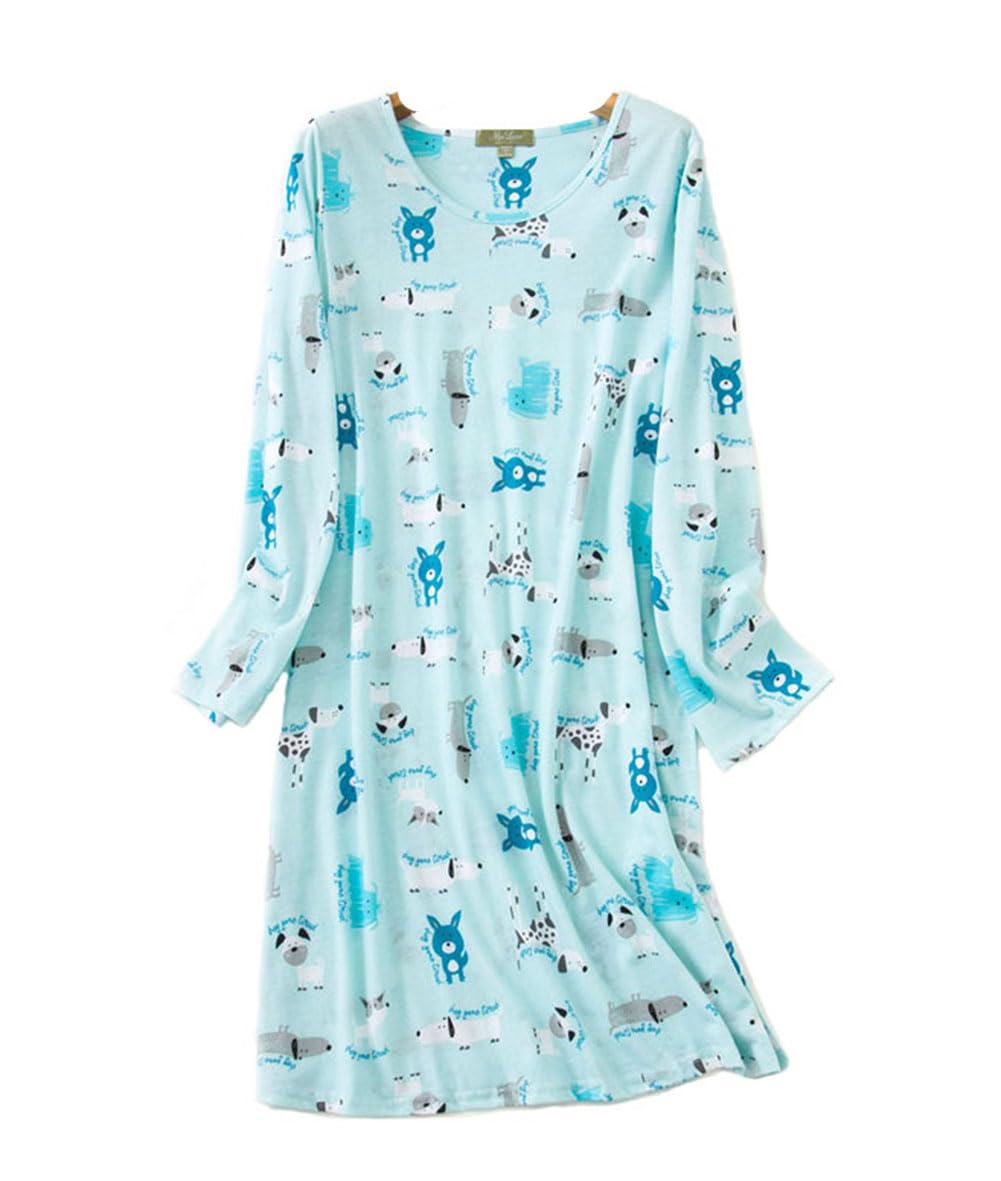 Women's Long Sleeve Cotton Nightgown - Soft Sleepwear Dress for Women, Plus Size Loose Nightwear for Comfortable Sleep & Lounge Wear - Perfect for Winter Nights, Relaxing at Home or Maternity Wear