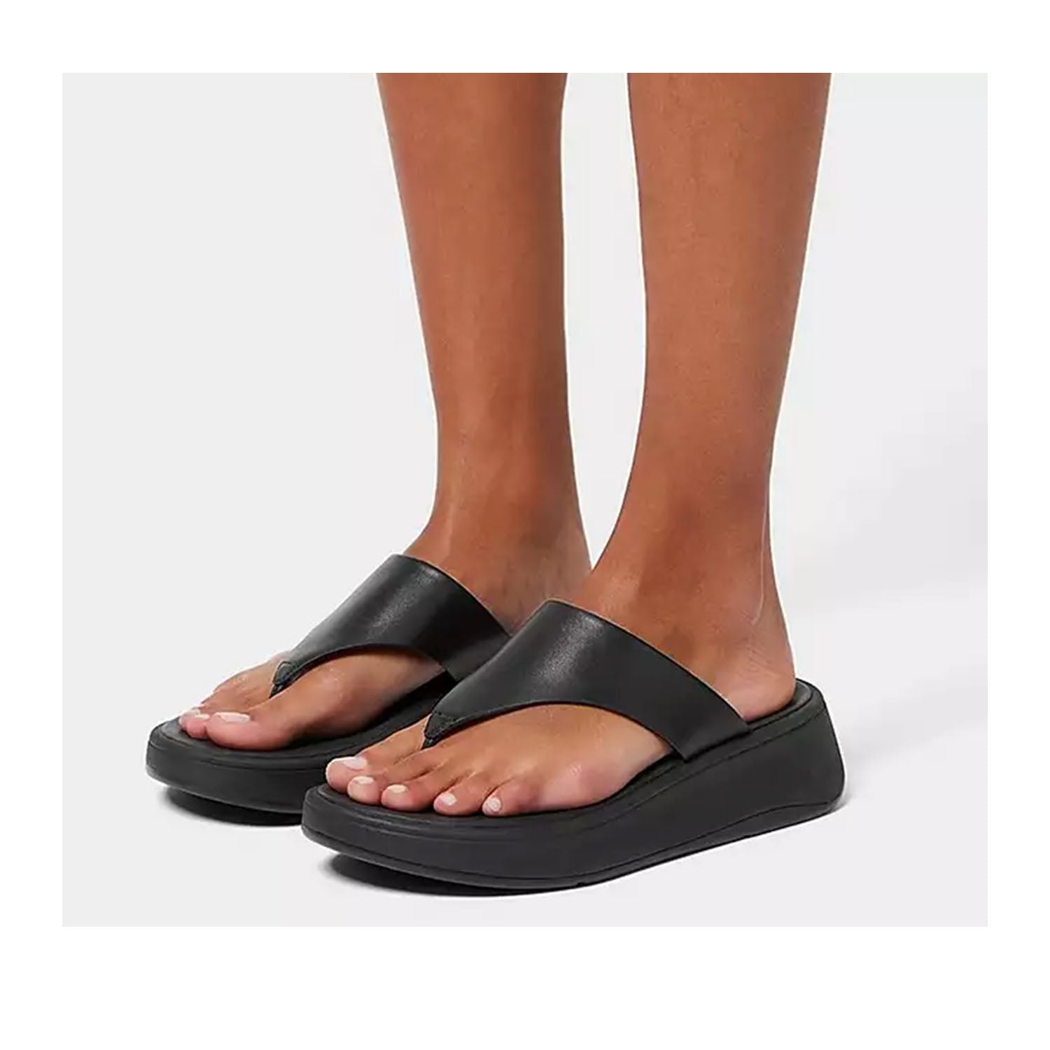 Fitflop Women's F Mode Toe Post Sandal - All Black | Comfortable Flip Flops for Women | Perfect for Beach, Pool & Summer Outfits