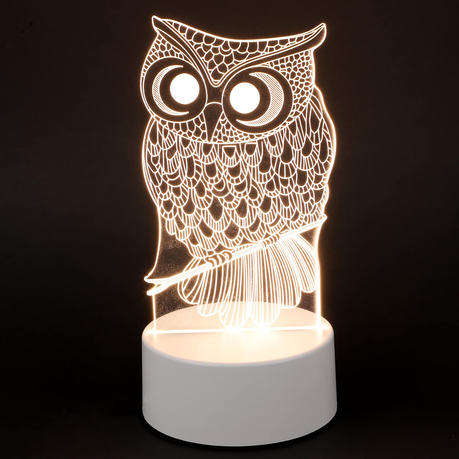 TOYANDONA 3D Owl Illusion LED Night Light - USB Powered Owl Decor Lamp for Kids, Bedroom, Living Room & Office Desk - Perfect for Nursery Decor, Study Room Lighting & Gifts for Children