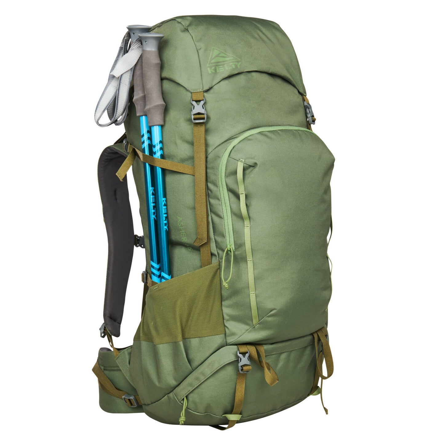 Asher 65L Hiking Backpack - Winter Moss Dill Color - Lightweight Waterproof Travel Bag for Camping, Trekking & Outdoor Adventures