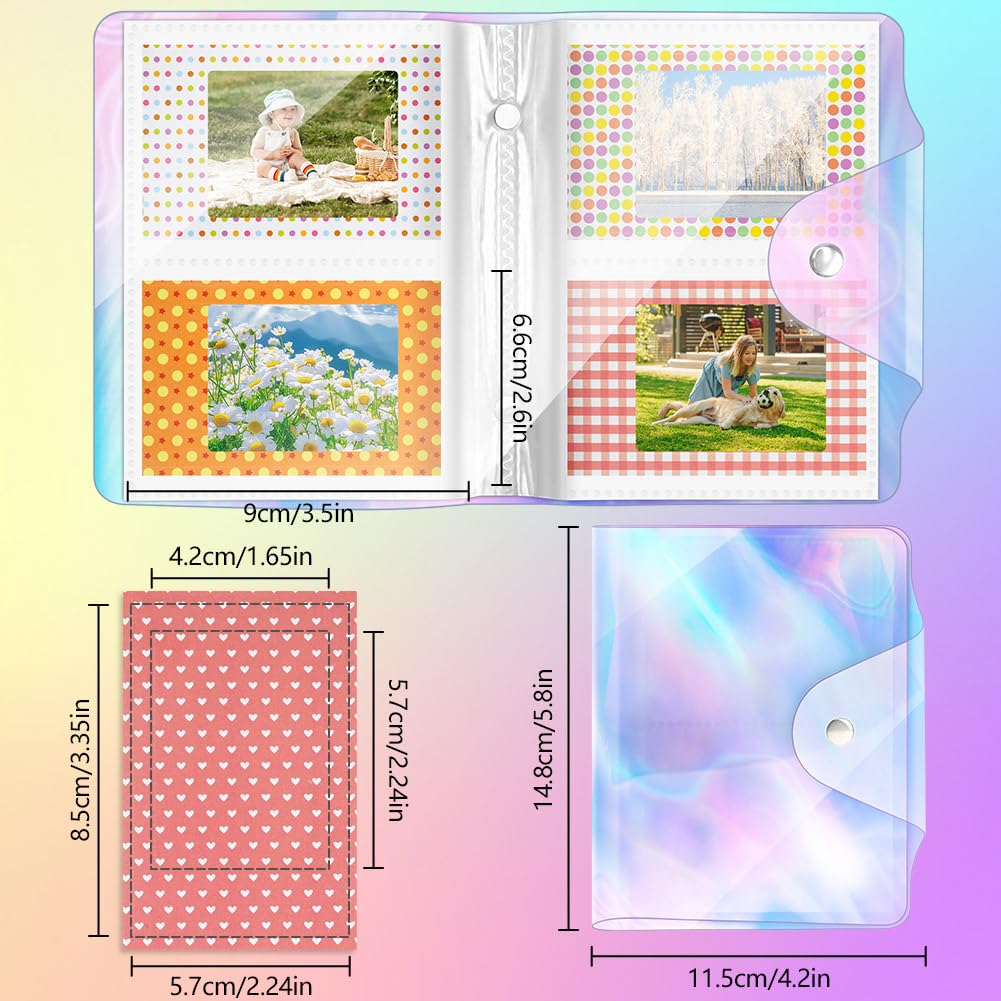 Flintronic Mini Photo Album - 64 Pockets for 2x3 Inch Photos | Holds Fuji Instax Mini, Polaroid & Kpop Photocards | Includes 80 Colorful Stickers | Perfect for Travel Memories, Kpop Collections & Polaroid Scrapbooking