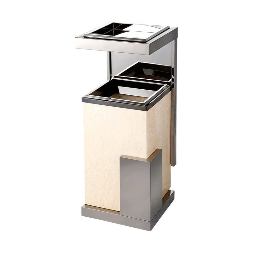 Eco-Friendly 12L Stainless Steel Compost Bin - Marble Finish Kitchen & Office Trash Can with Ashtray | Step Pedal Design for Home, Hotel Lobby & Shopping Mall | Waste Management Solution for Elevator Entrances & High-Traffic Areas