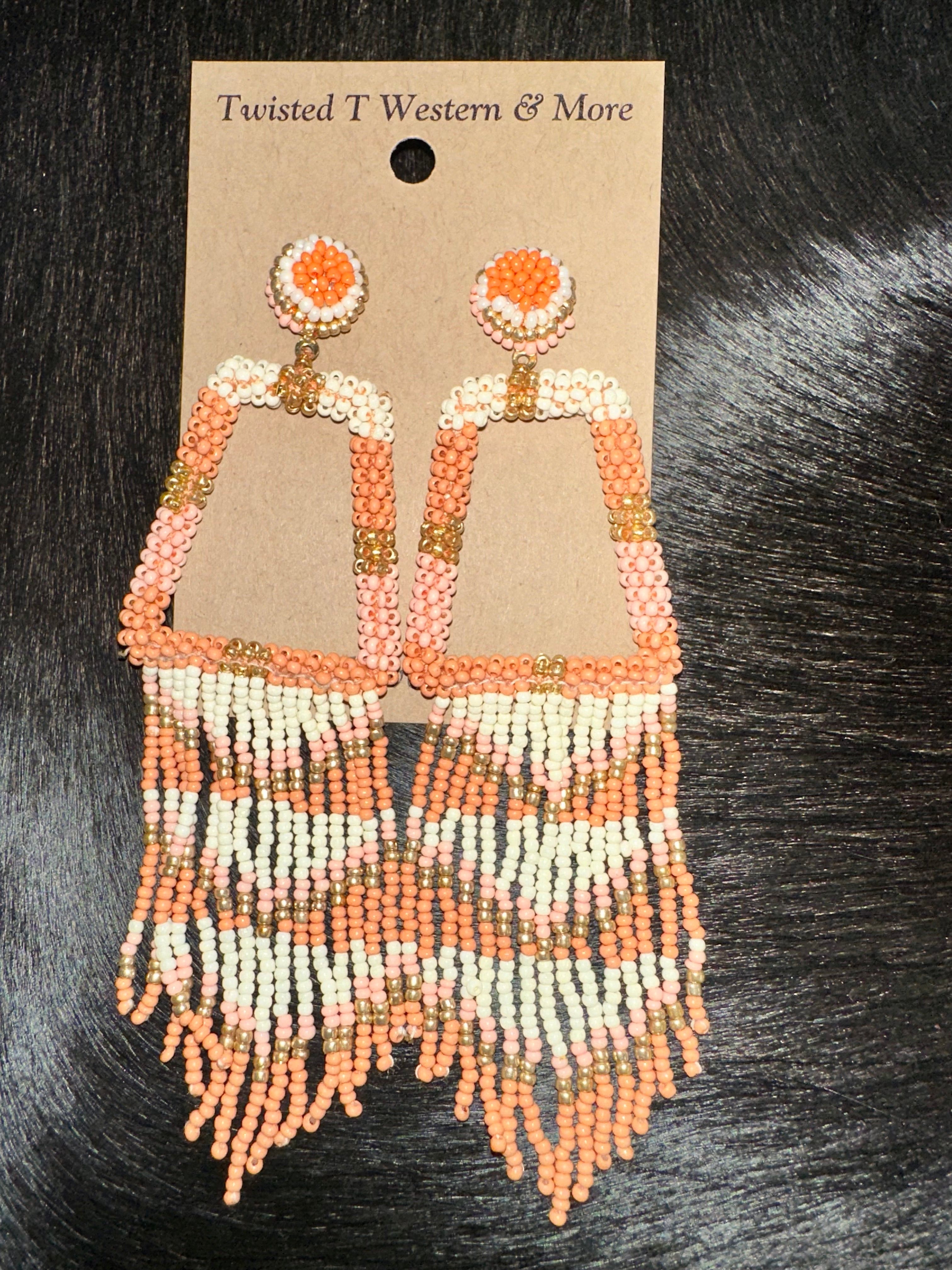Handmade Coral Malia Seed Bead Earrings for Women - Boho Chic Dangle Jewelry - Perfect for Beach Vacations, Summer Parties & Boho Fashion