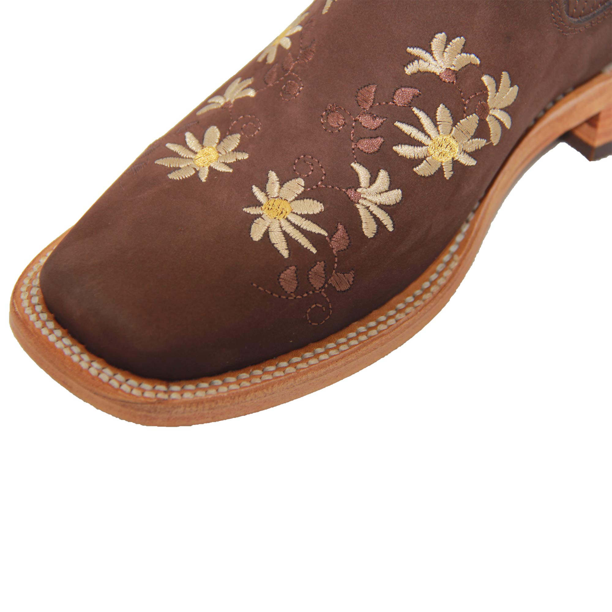 Women's Floral Ankle Boots - Low Heel Leather Booties for Women - Comfortable Short Boots for Casual Wear, Office & Date Night Outfits