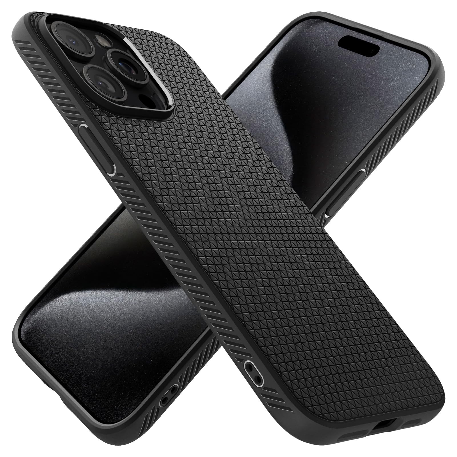 Spigen Liquid Air Case for iPhone 15 Pro - Slim Matte Black Protective Cover | Shockproof & Scratch Resistant | Perfect for Everyday Use, Travel & Outdoor Activities