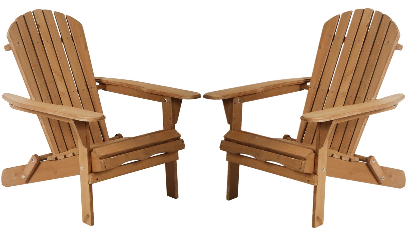 Premium Outdoor Adirondack Chairs Set of 2 - All-Weather Folding Wooden Patio Loungers for Backyard, Garden & Fire Pit - Natural Wood Accent Furniture for Relaxing Outdoors