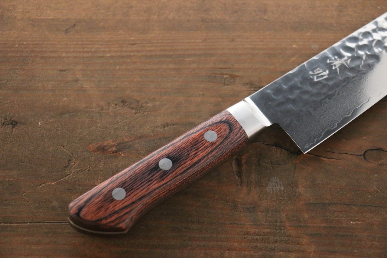 Premium Seisuke VG10 33-Layer Damascus Santoku Knife 180mm with Mahogany Handle - Japanese Kitchen Knife for Slicing, Dicing & Precision Cooking