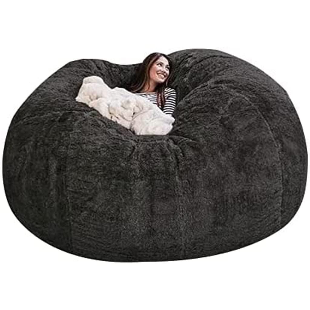 7ft Giant Fur Bean Bag Chair - Soft Fluffy Portable Lounger for Living Room, Bedroom & Game Room - No Filler Included - Perfect for Relaxing, Gaming & Movie Nights