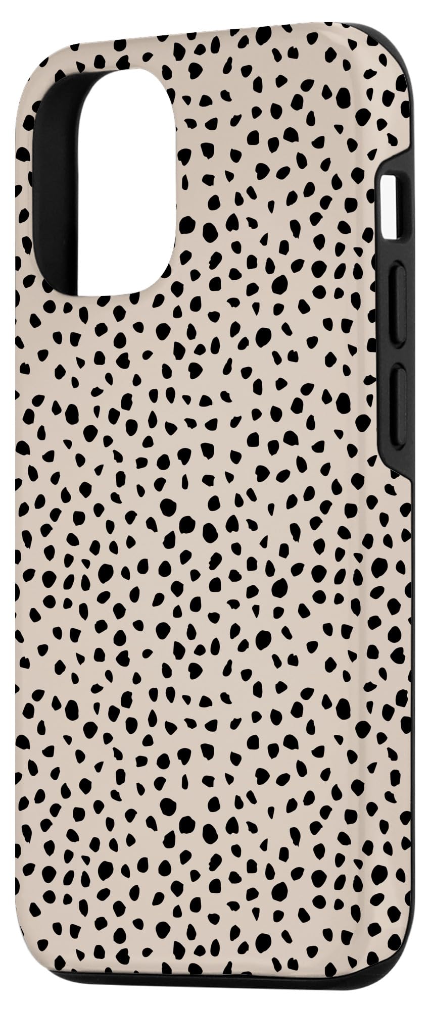 iPhone 12/12 Pro Case - Dalmatian Print with Brush Stroke Design, Black & Brown Spots on Almond Background | Slim Protective Cover for Daily Use, Work & Travel