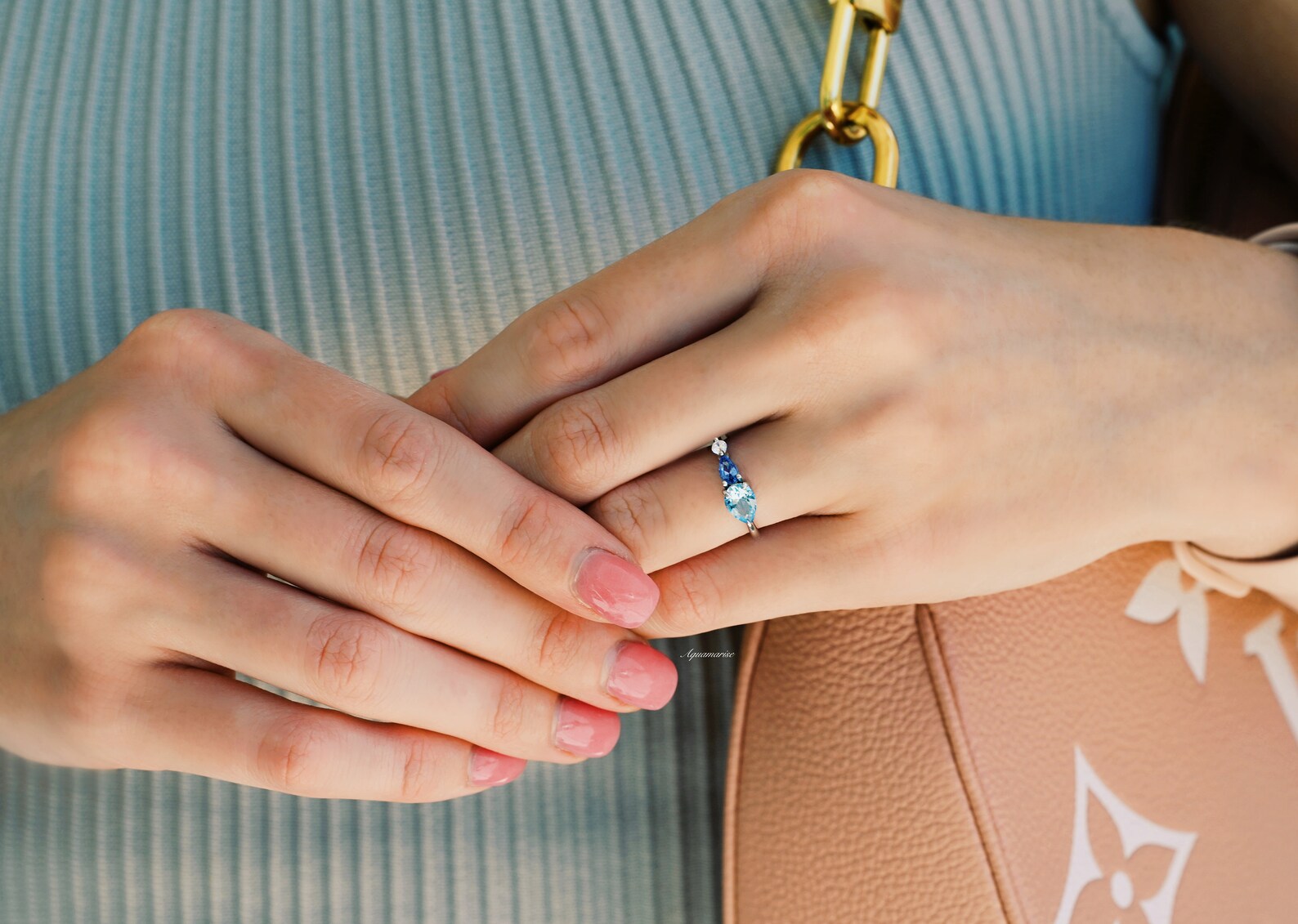 Exquisite Aquamarine & Tanzanite Sterling Silver Ring for Women | Elegant Birthstone Jewelry Gift for Her | Perfect for Weddings, Anniversaries & Special Occasions
