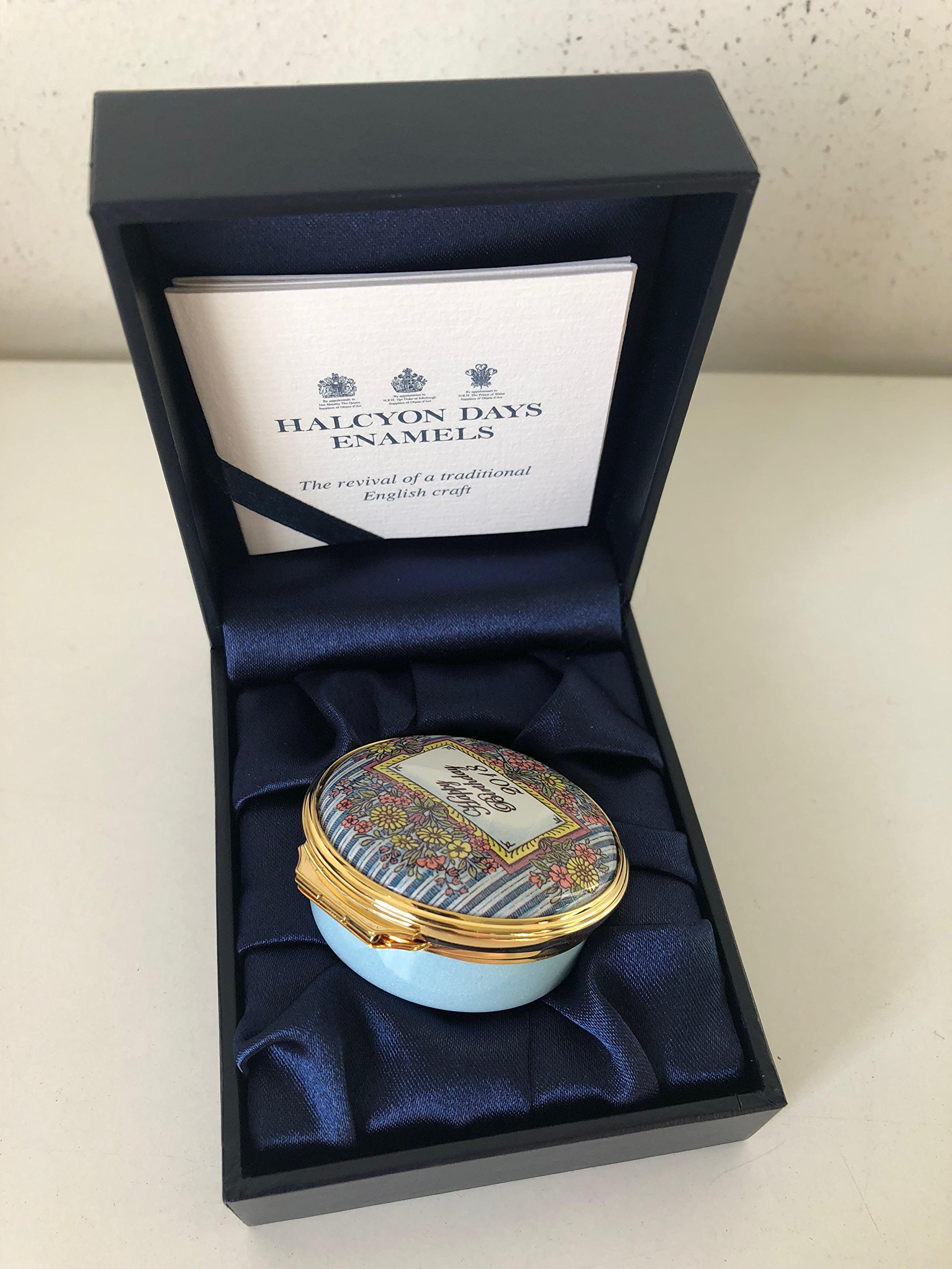 Halcyon Days 2018 Happy Birthday Enamel Box ENHB181201G - Elegant Gift for Birthdays, Anniversaries & Special Occasions