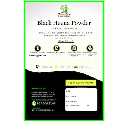 Natural Diva 4-Pack Pure Black Henna Powder for Hair Coloring – 160g Chemical-Free & Shine Enhancing | Perfect for At-Home Hair Care & DIY Beauty Treatments