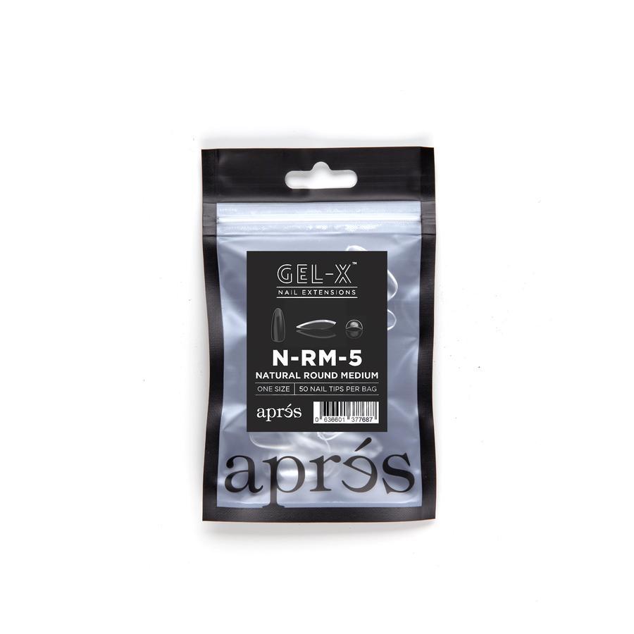 Apres Gel X Refill Bags - Natural Round Medium Size 5 (50 Pcs) - DIY Nail Extension Kit for Professional & Home Manicures, Perfect for Salon & At-Home Nail Art