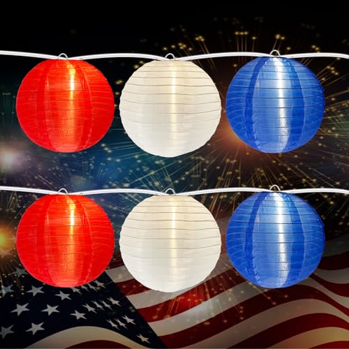 25FT 10 lights red, white, blue lantern