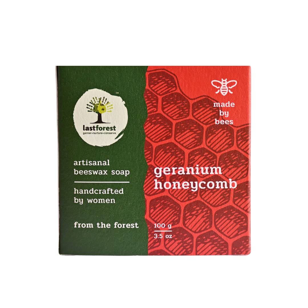 Last Forest Beeswax Soap (3.5oz) - Natural Herbal Bath Bar for Glowing Skin | Handcrafted Moisturizing Soap with 100% Pure Beeswax | Unisex Geranium Scented Soap for Face & Body | Perfect for Dry Skin Care & Spa Relaxation