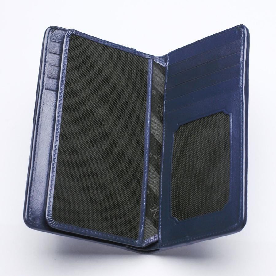 Premium Blue Stingray Skin Leather Long Wallet for Men - RFID Blocking Bifold Wallet with Money Clip - Perfect for Business, Travel & Everyday Use