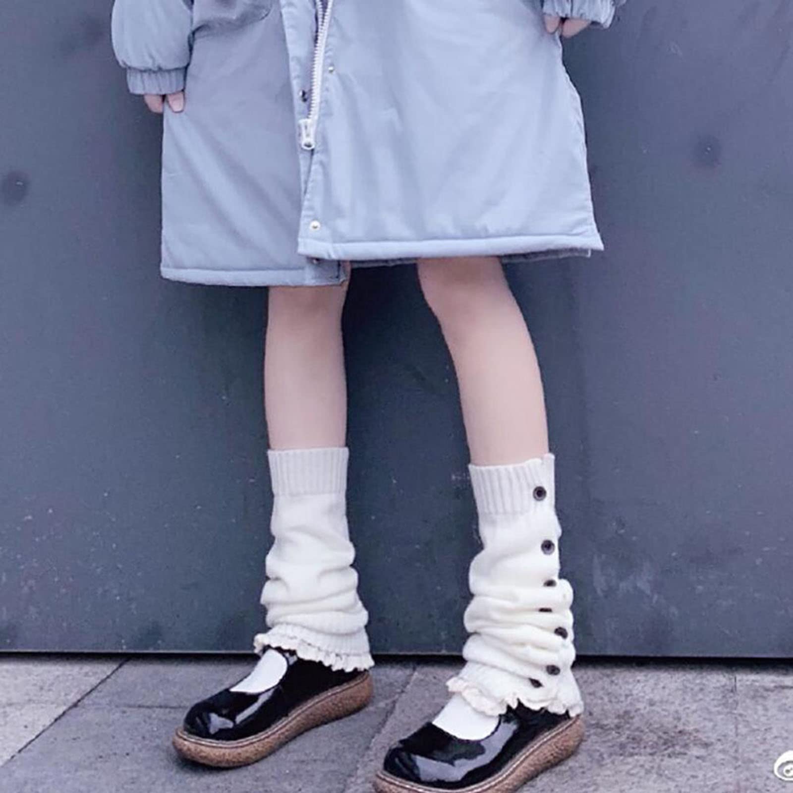 Japanese Style Kawaii Crochet Wool Leg Warmers for Women & Girls - Soft Loose Knit Knee High Boot Stockings - Perfect for Winter Fashion, Cosplay & Anime Outfits
