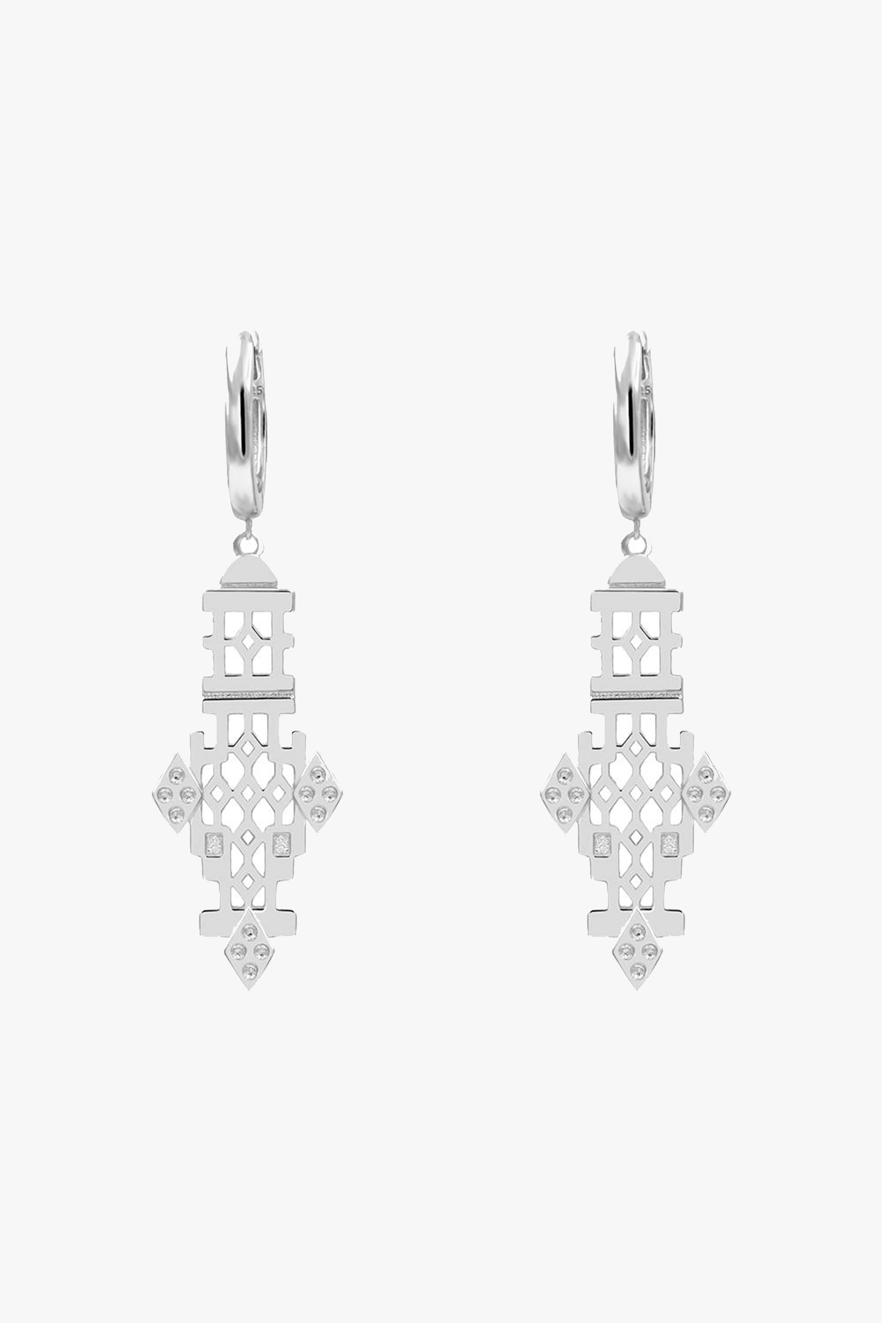 Florence Silver Pendant Earrings for Women - Elegant Sterling Silver Dangle Earrings - Perfect for Weddings, Parties & Special Occasions