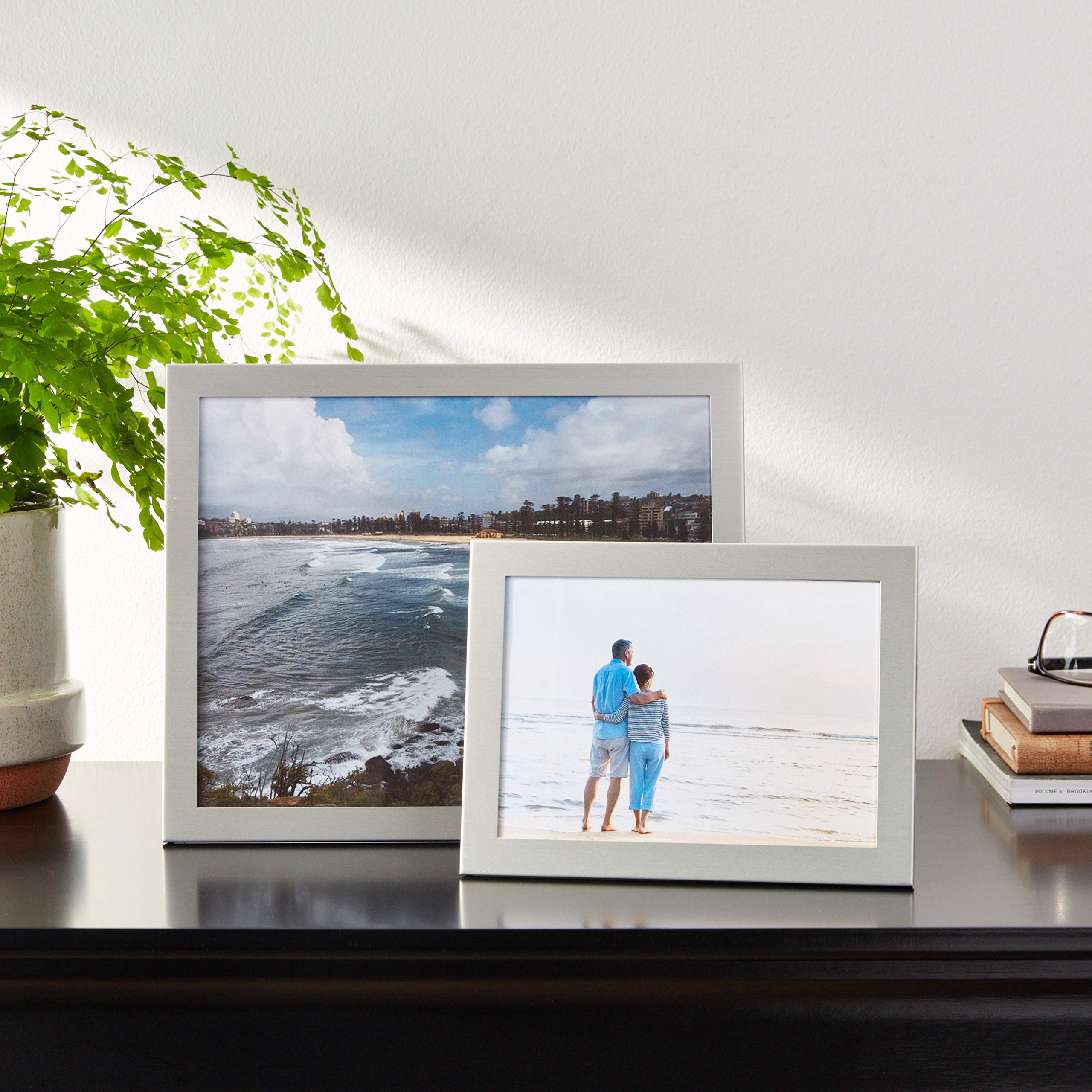 Lawrence Frames Brushed Silver 5x7 Metal Picture Frame - Elegant Wall & Tabletop Display for Photos, Artwork, and Home Decor