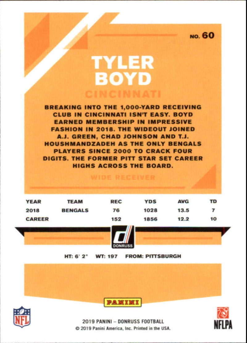 2019 Donruss Football #60 Tyler Boyd Cincinnati Bengals NFL Trading Card - Panini America Official Collectible - Perfect for Sports Memorabilia Collections & Fantasy Football Fans