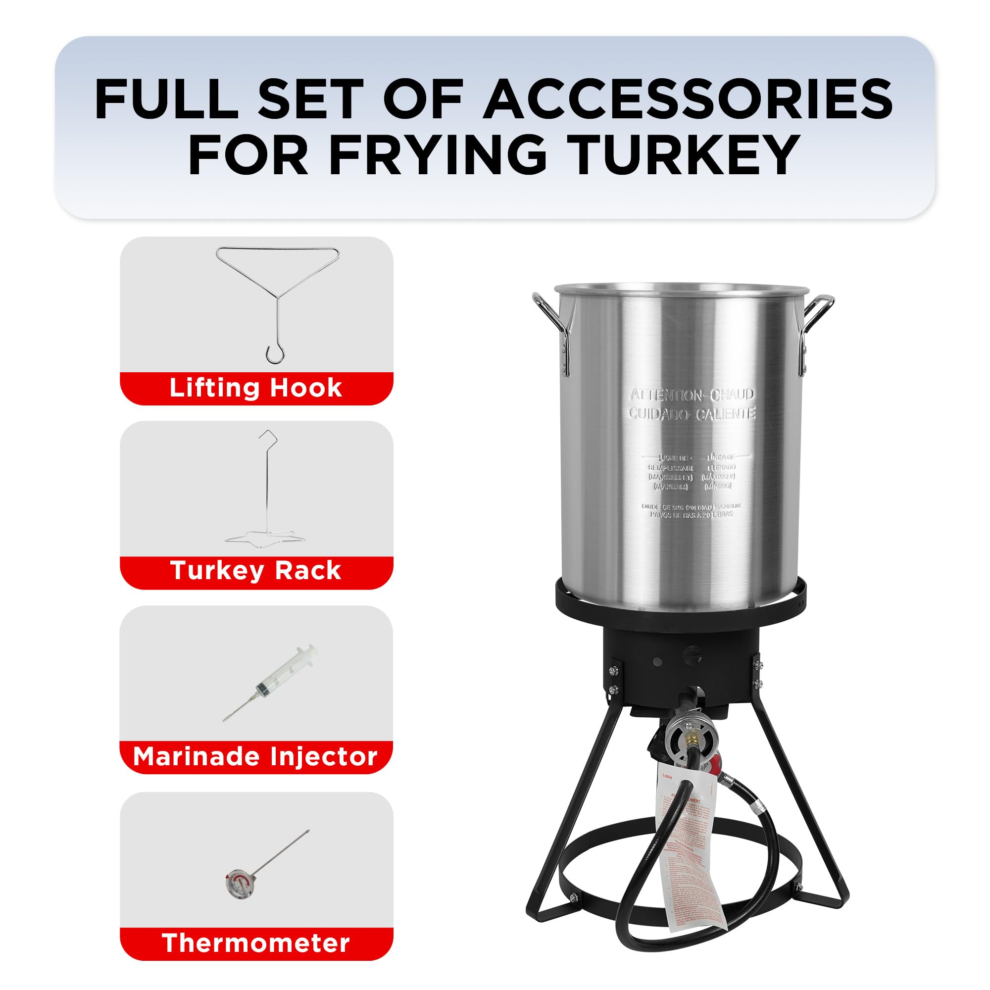 Red Mountain Valley 30 Qt Propane Turkey Deep Fryer - Outdoor Camping Deep Fryer with Thermometer, 50,000 BTU Gas Burner & 30qt Stock Pot - Perfect for Turkey, Seafood Boiling, Crawfish & Outdoor Cooking - Ideal for Camping, Backyard Parties & Large Gatherings