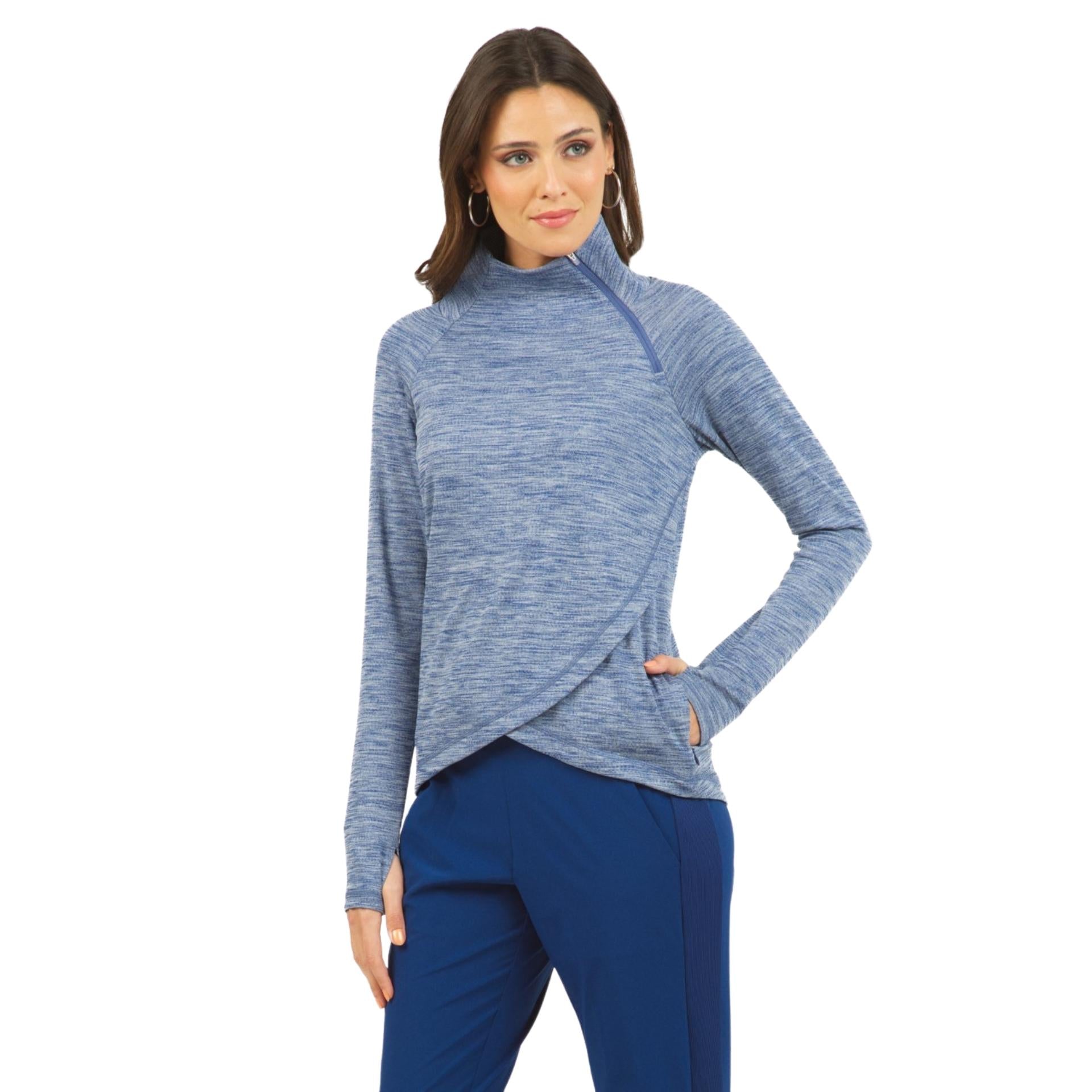 Ibkul Women's Asymmetrical Zip Pullover Sweatshirt - Stylish Casual Hoodie with Unique Zipper Design for Fashionable Outfits | Perfect for Streetwear, Gym, and Everyday Wear