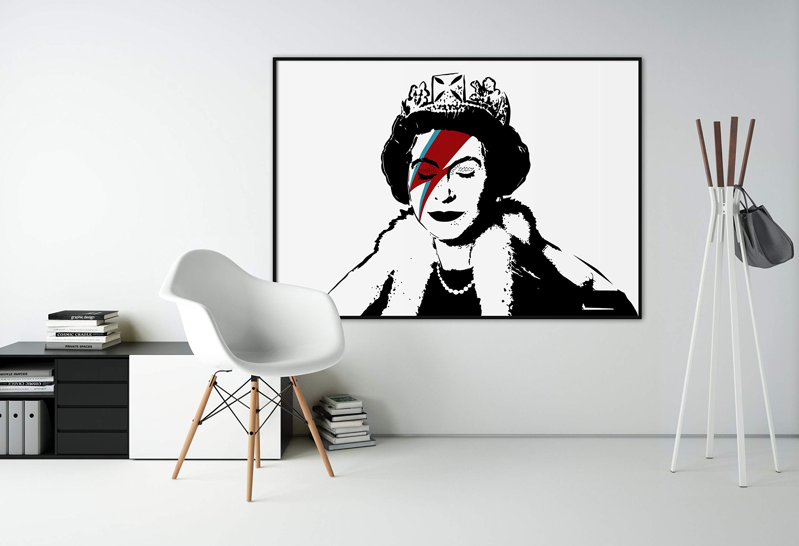 Banksy Queen Street Art Graffiti Poster - Framed Elizabeth London UK Wall Art Print for Home Decor | Banksy Artwork | Urban Graffiti Painting | Perfect for Living Room, Bedroom & Office Wall Decoration