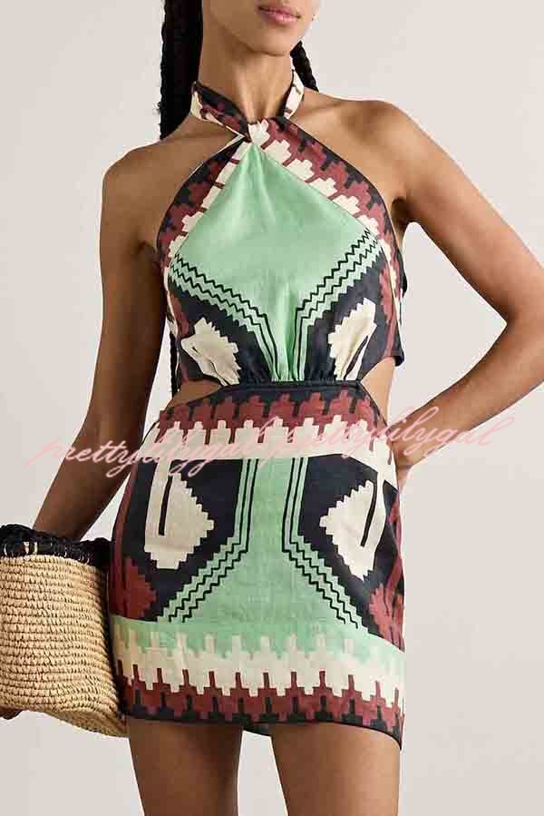 Stylish Floral Print Sexy Halter Backless Mini Dress for Women | Summer Beach Party, Vacation, Club Wear