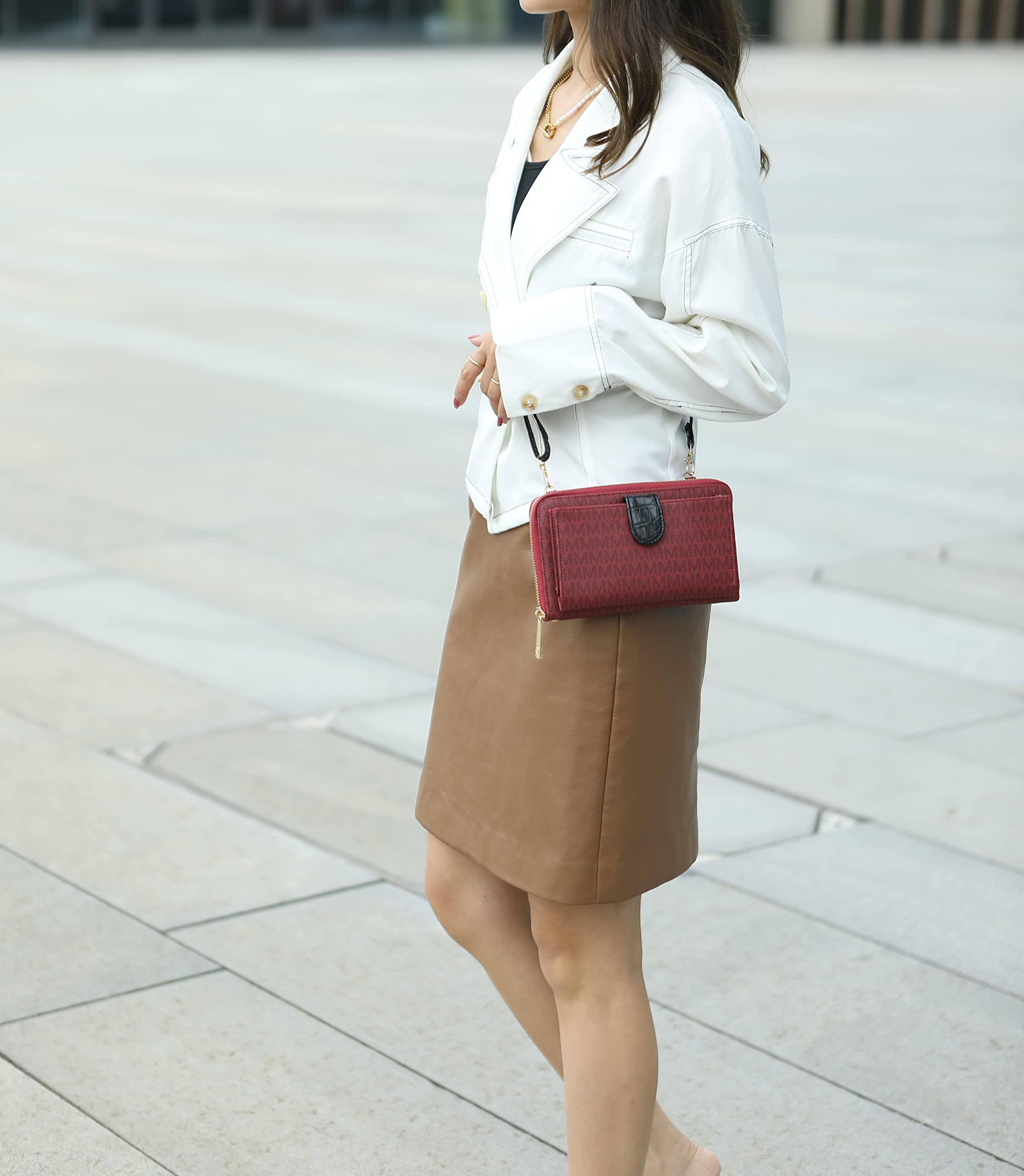 MKF Collection Women's Vegan Leather Crossbody Phone Bag - Stylish Shoulder Purse with Wallet Function for iPhone & Android - Perfect for Shopping, Travel & Everyday Use