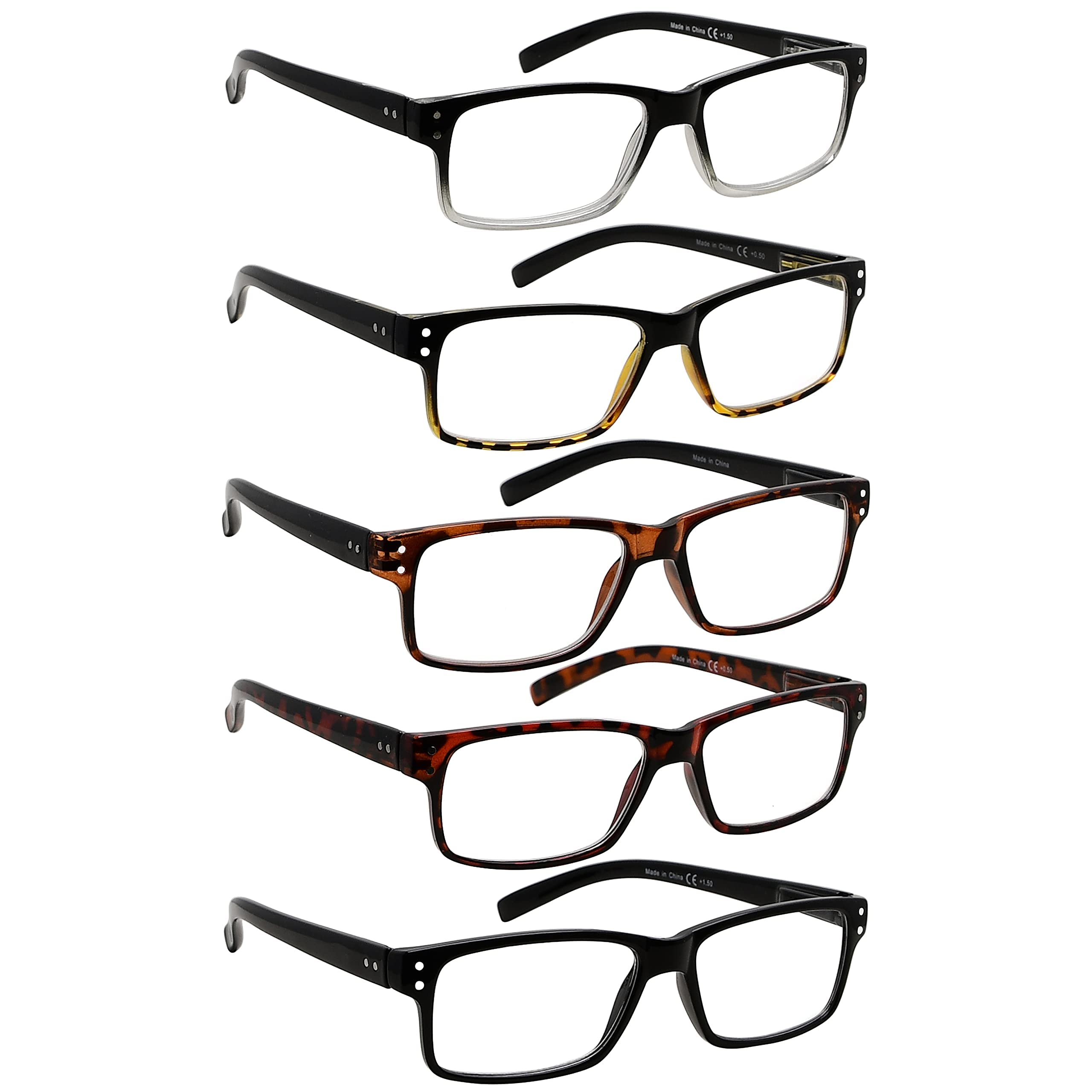 BLUELESS Reading Glasses 5-Pack +3.25 for Men & Women | Home & Office Use