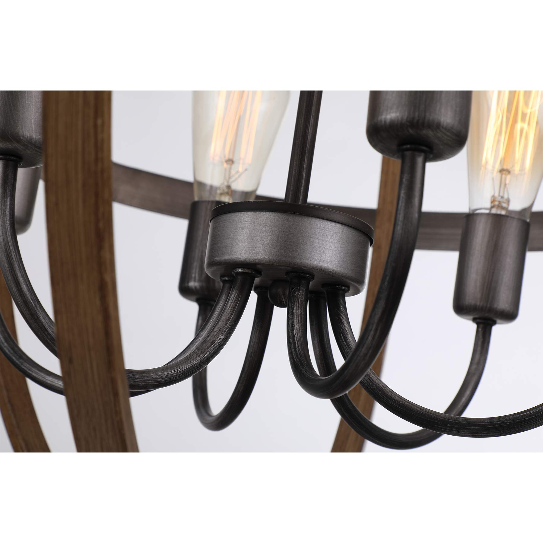 6-Light Rustic Farmhouse Orb Chandelier with Stardust Finish - Elegant Dining Room Lighting Fixture for Foyer, Bedroom, Living Room & Kitchen | Perfect for Farmhouse Decor, Wedding Centerpiece and Cozy Home Ambiance