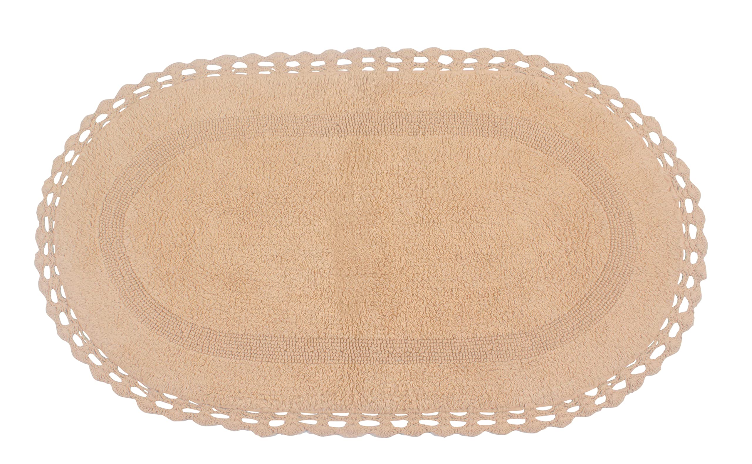 Home Weavers Hampton Reversible Crochet Bath Mat Set - 100% Cotton Washable Bathroom Rug, Ultra Soft & Absorbent Non-Slip Bath Mat for Bathroom & Kitchen, 24