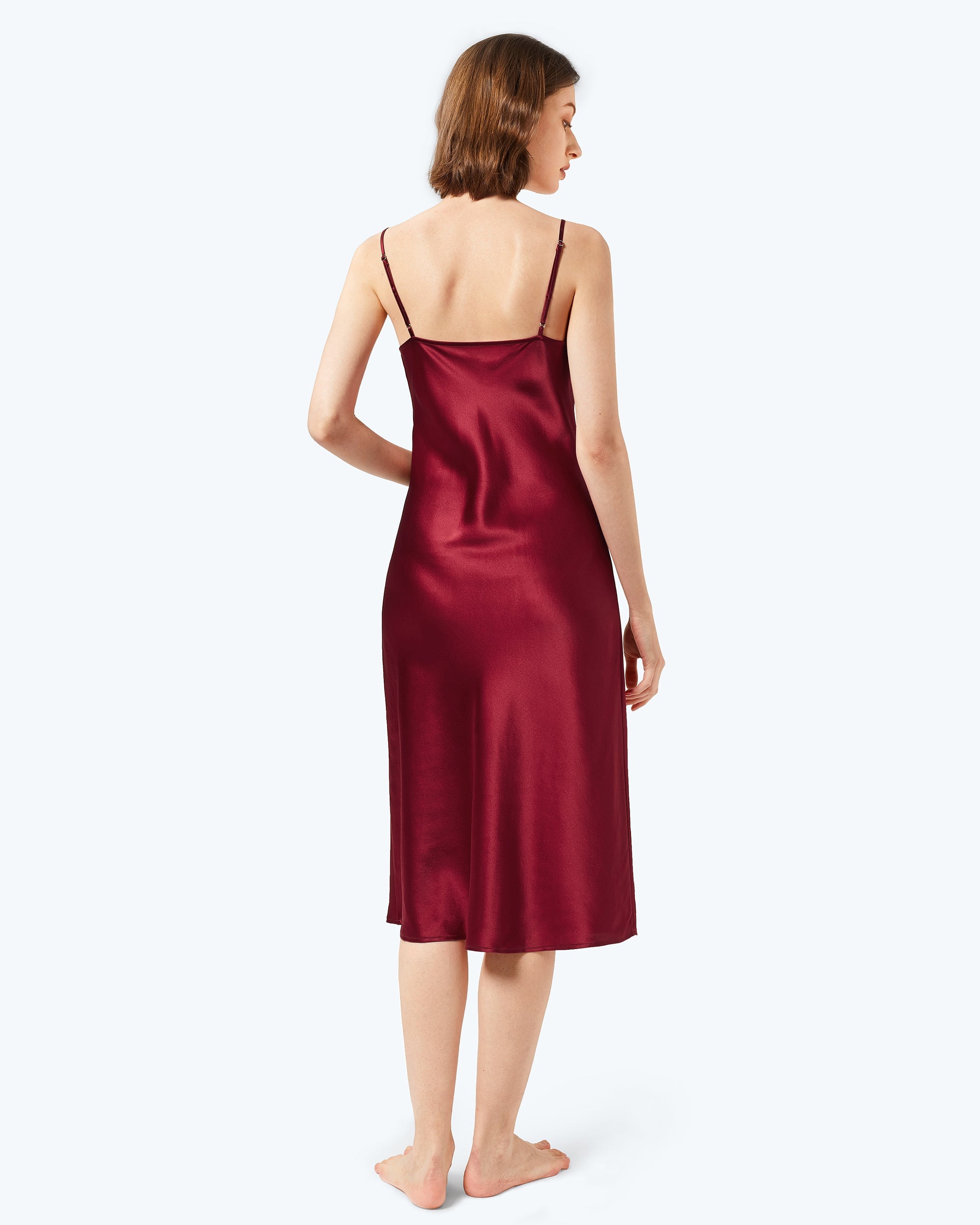 Classic Silk Nightgown for Women - Pea Green | Comfortable Sleepwear for Relaxing at Home & Luxury Loungewear