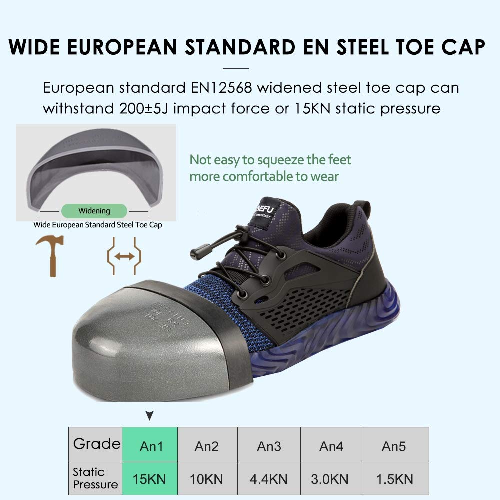 Men's Steel Toe Safety Work Shoes - Slip Resistant, Lightweight Industrial Construction Sneakers for Outdoor & Athletic Use - Perfect for Construction Workers, Warehouse Laborers, and Heavy-Duty Jobs