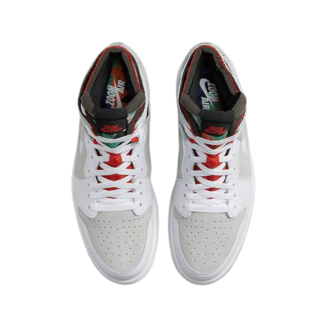 Air Jordan 1 High Zoom Air CMFT Hare Sneakers - White/Light Silver/Dark Concord/True Red - Basketball Shoes for Men & Women - Perfect for Streetwear & Court Performance