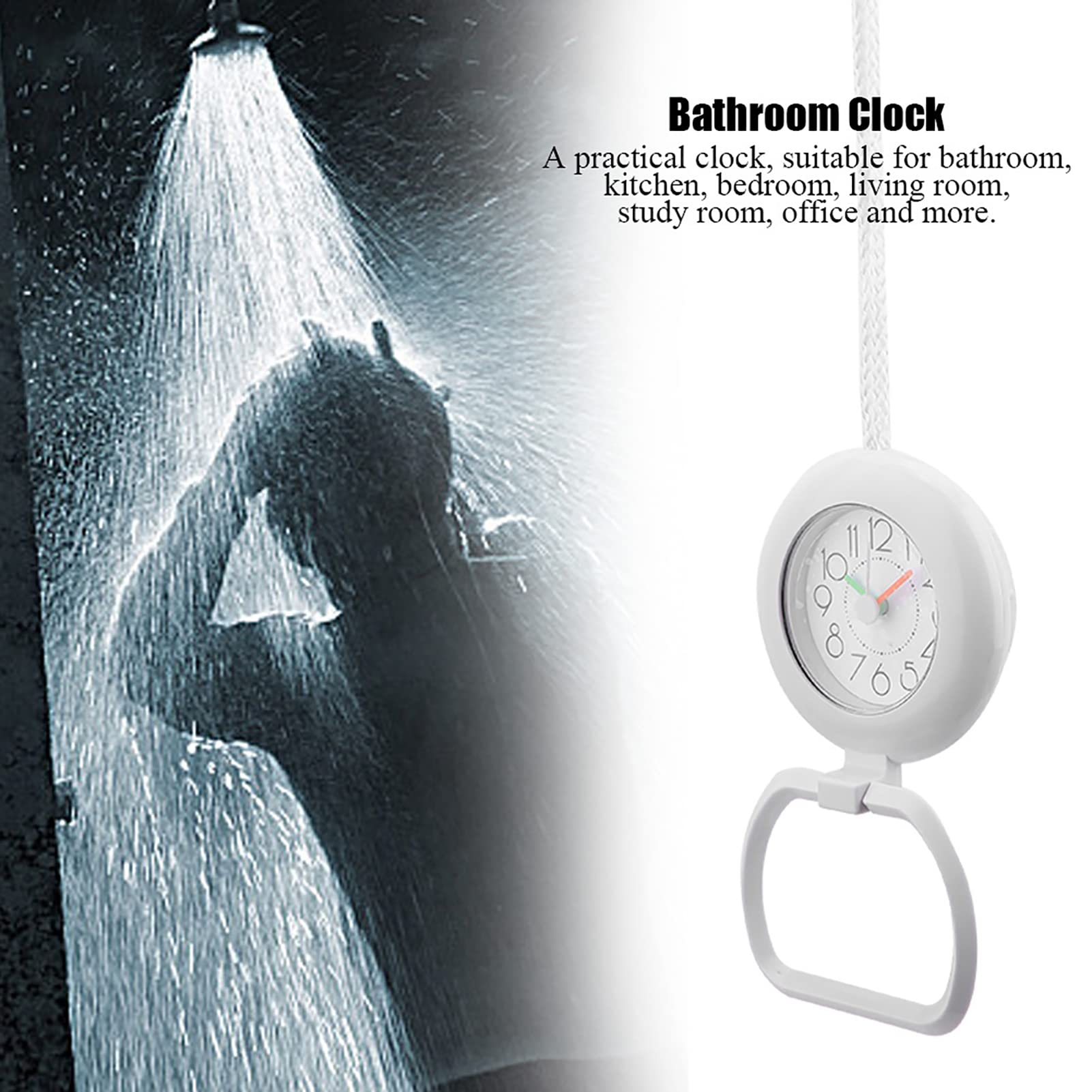 Waterproof Digital Shower Wall Clock - Bathroom & Kitchen Decor (White) for Home Use