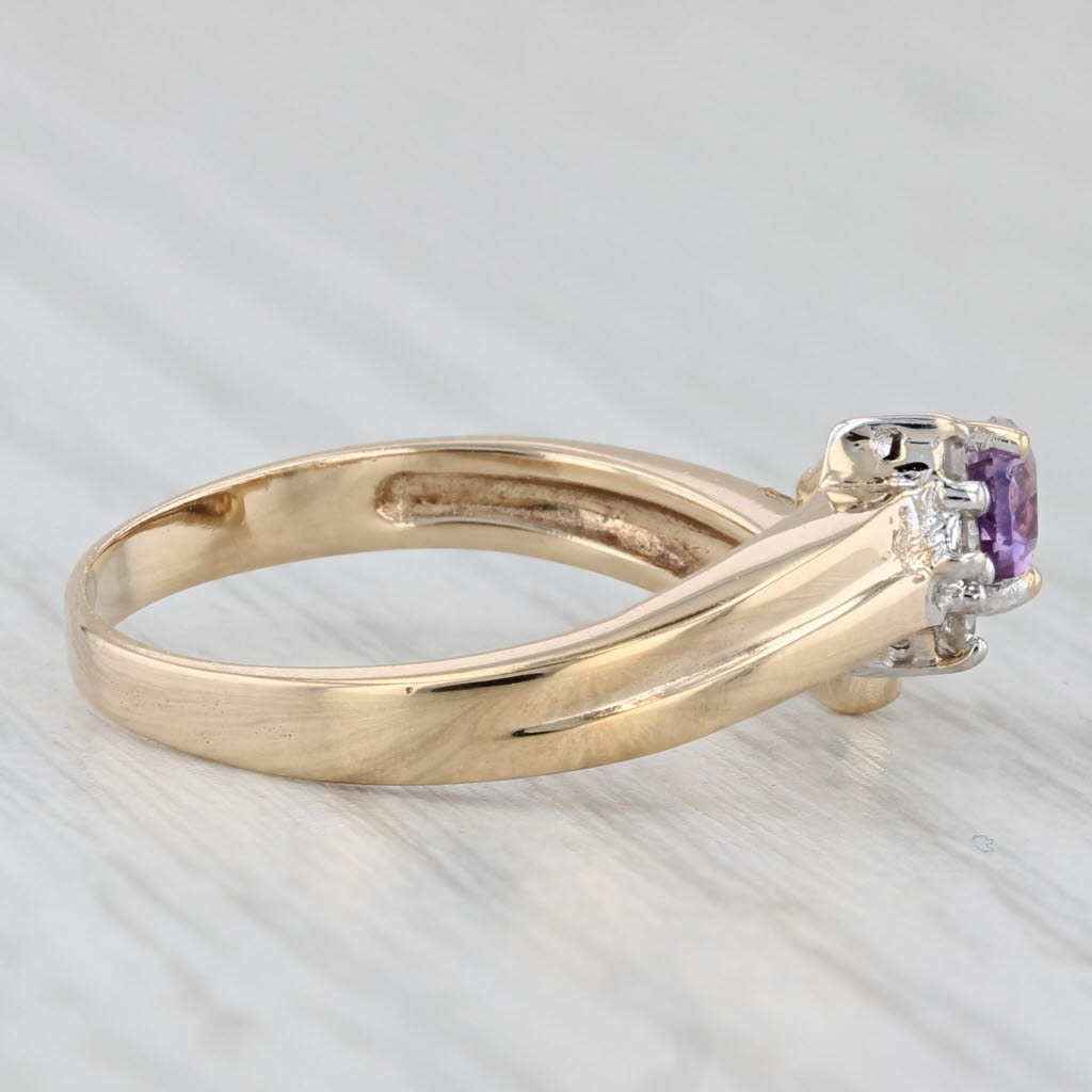 0.36ctw Amethyst Diamond Bypass Ring 14k Yellow Gold Size 6.75 - Elegant Jewelry for Women, Perfect for Anniversary, Engagement, Wedding & Special Occasions