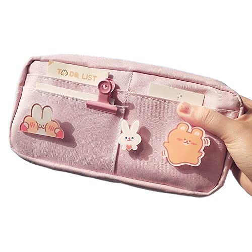 Cute Kawaii Pencil Case & Pen Holder - Pink Stationery Pouch for School, Office, Travel | Makeup Cosmetics Bag for Girls, Boys, Kids & Students | Perfect for Organizing Pens, Pencils, Makeup Brushes & Small Accessories