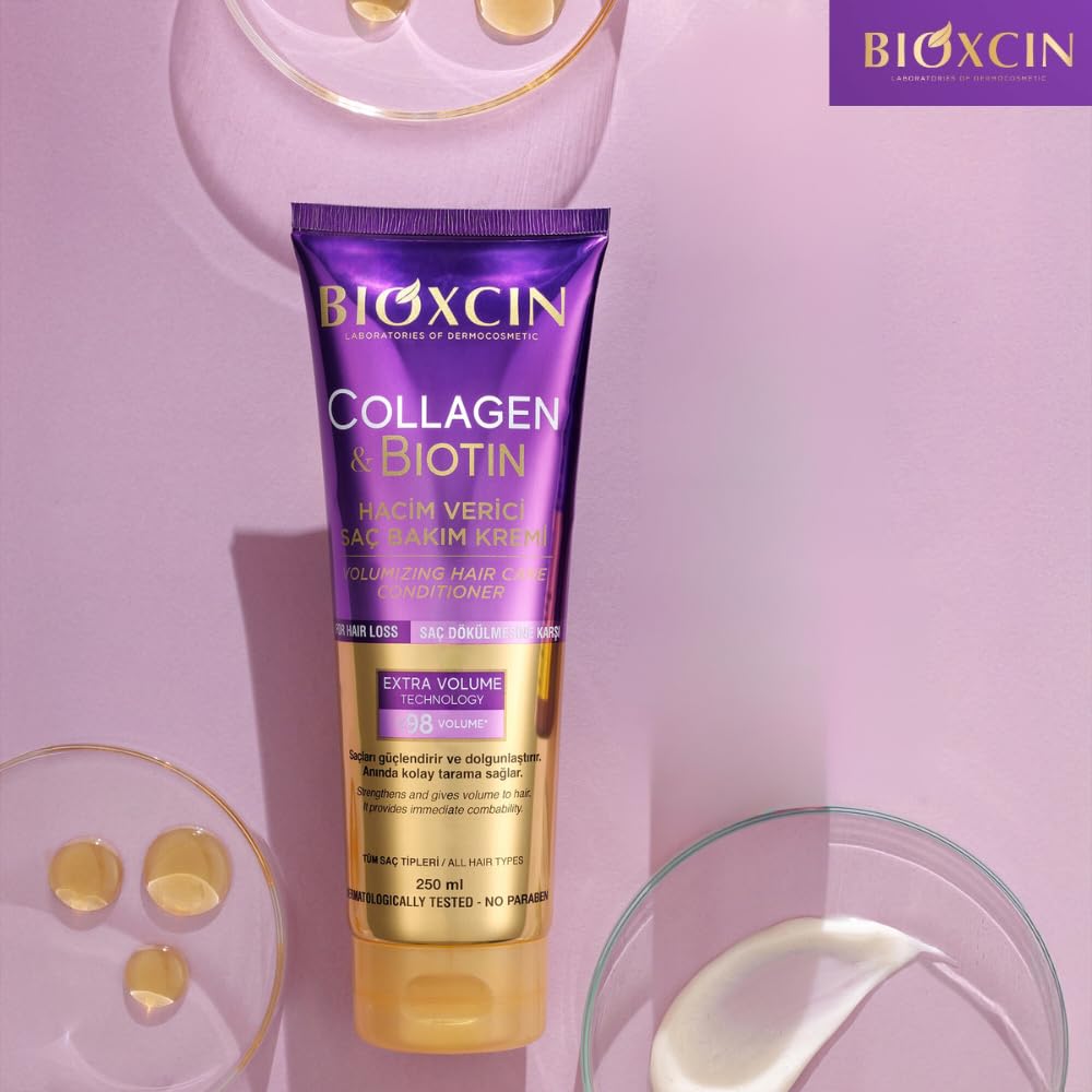 Bioxcin Collagen & Biotin Hair Growth Set - Volumizing Shampoo, Conditioner & Hair Care Cream for Thicker, Stronger Hair | For Daily Hair Care Routine & Scalp Nourishment