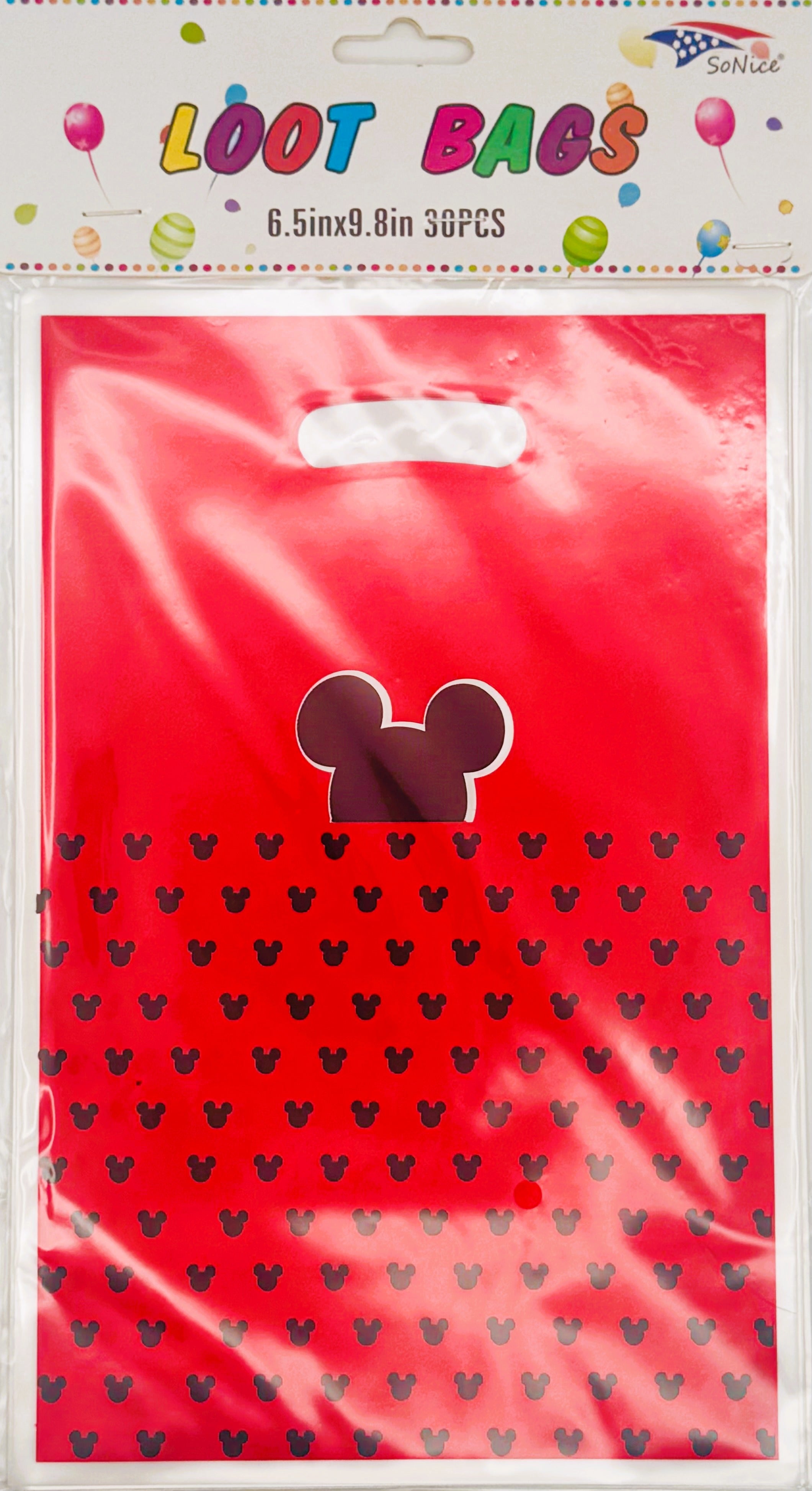 Mickey Mouse Cellophane Gift Bags - 30 Pack Large Clear Plastic Bags for Party Favors, Candy, Gifts & Treats - Perfect for Birthdays, Baby Showers & Holidays