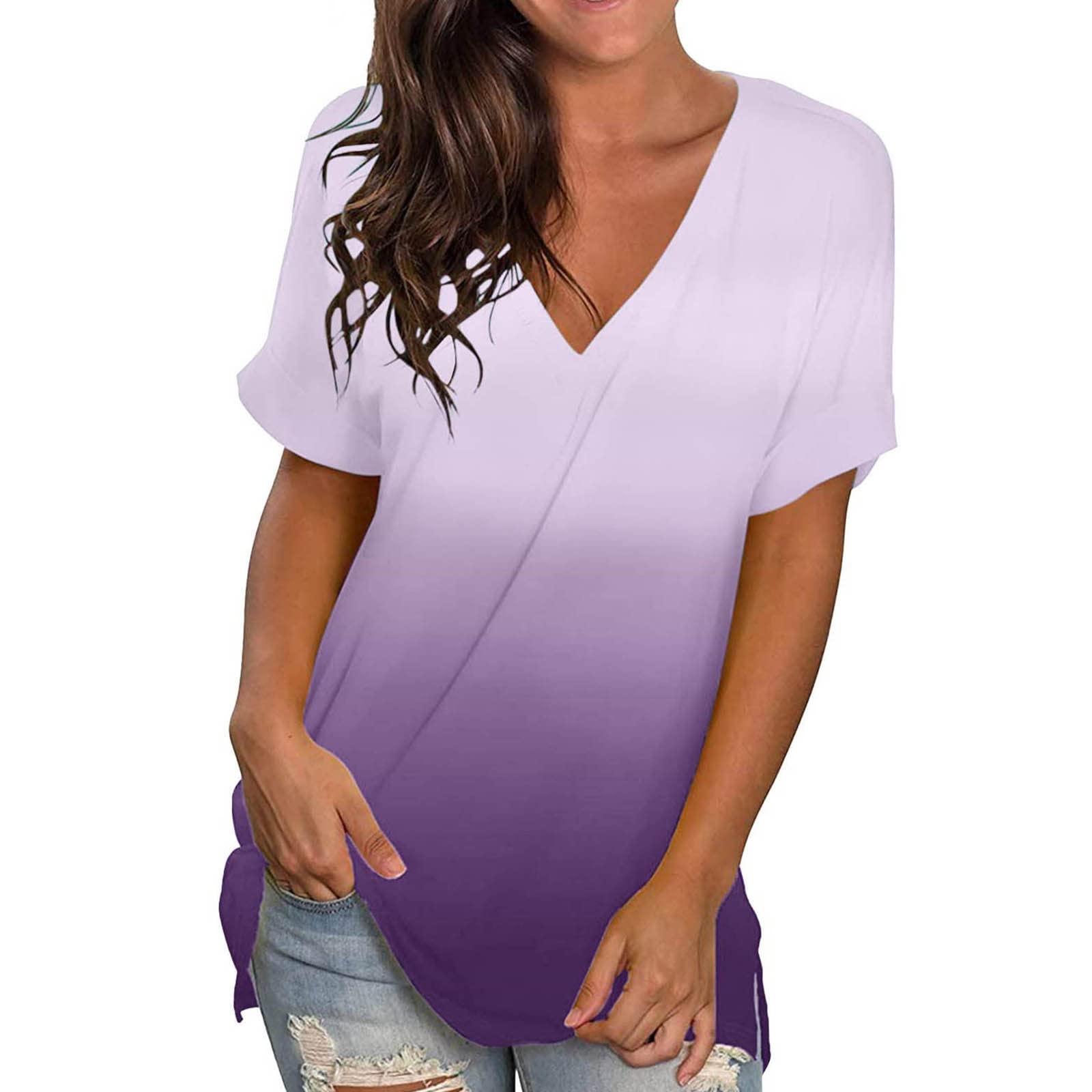 Women's Summer Tops - Short Sleeve Casual T-Shirts with Round Neck | Perfect for Beach, Vacation & Everyday Wear