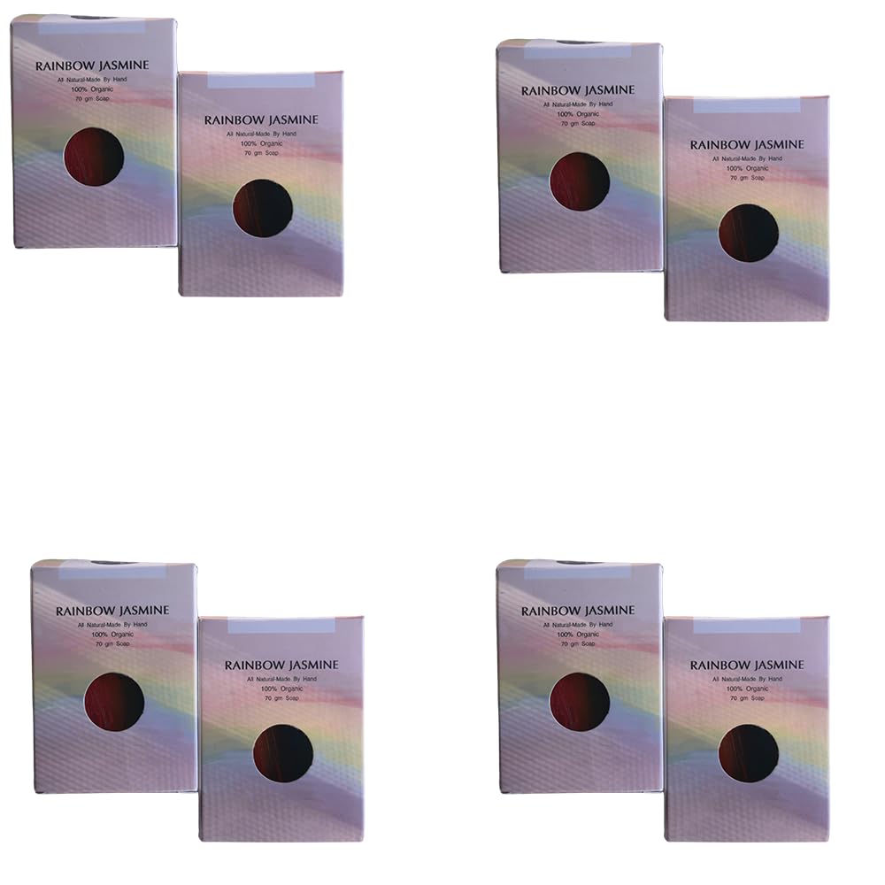 Organic Jasmine Rainbow Soap Bar for Men & Women - 4 Pack | Handmade Natural Soap with Essential Oils | Perfect for Gifts, Spa Day & Sensitive Skin Care