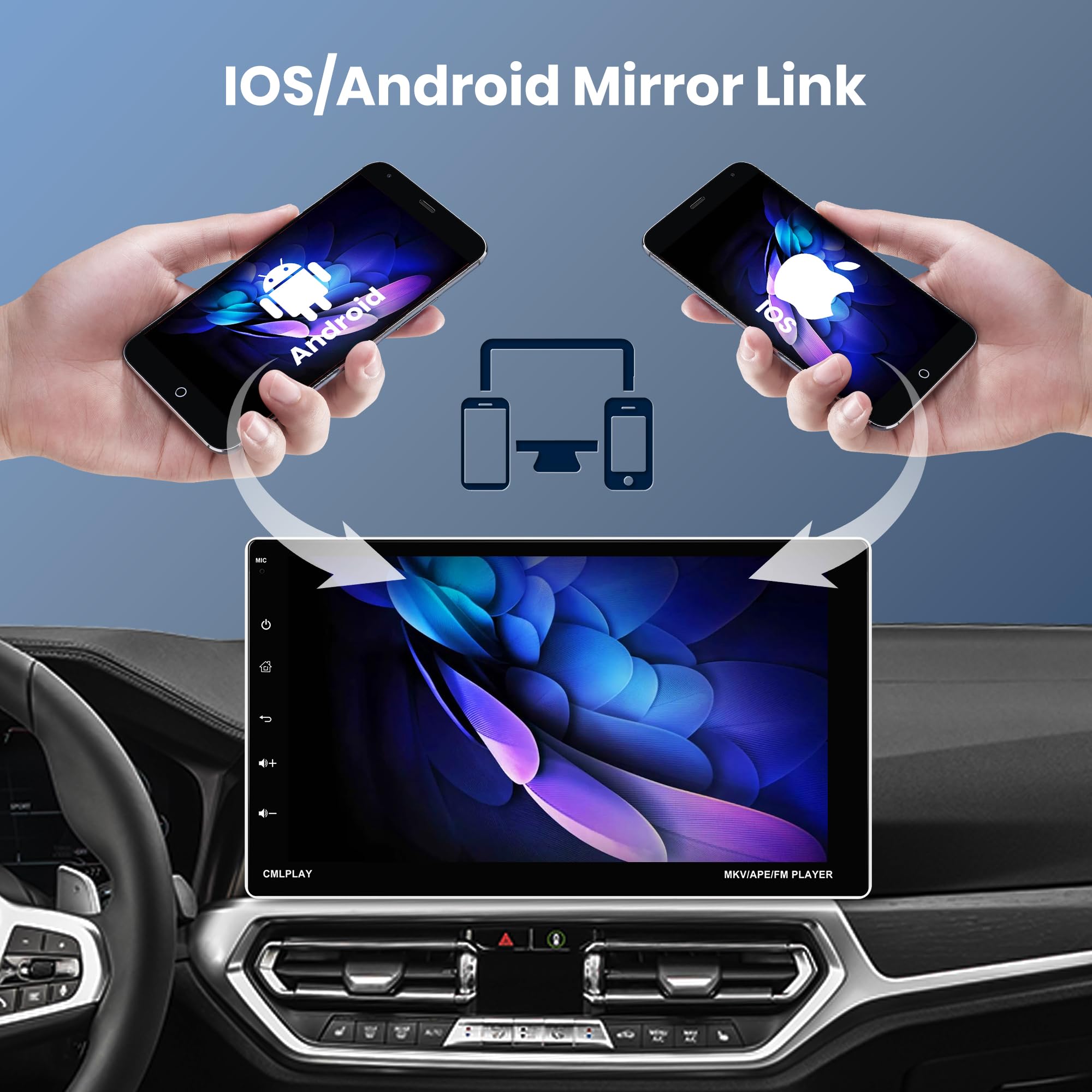 2G+64G Single Din Wireless CarPlay & Android Auto Car Stereo - 9 Inch Touch Screen with WiFi, GPS Navigation, Bluetooth, FM Radio & Backup Camera - Perfect for Seamless Driving & Hands-Free Calls