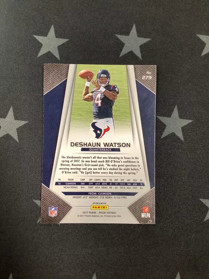 2017 Panini Prizm Deshaun Watson Silver Rookie Card - NFL Football Collectible for Fans & Investors, Perfect for Trading, Displaying, or Gifting