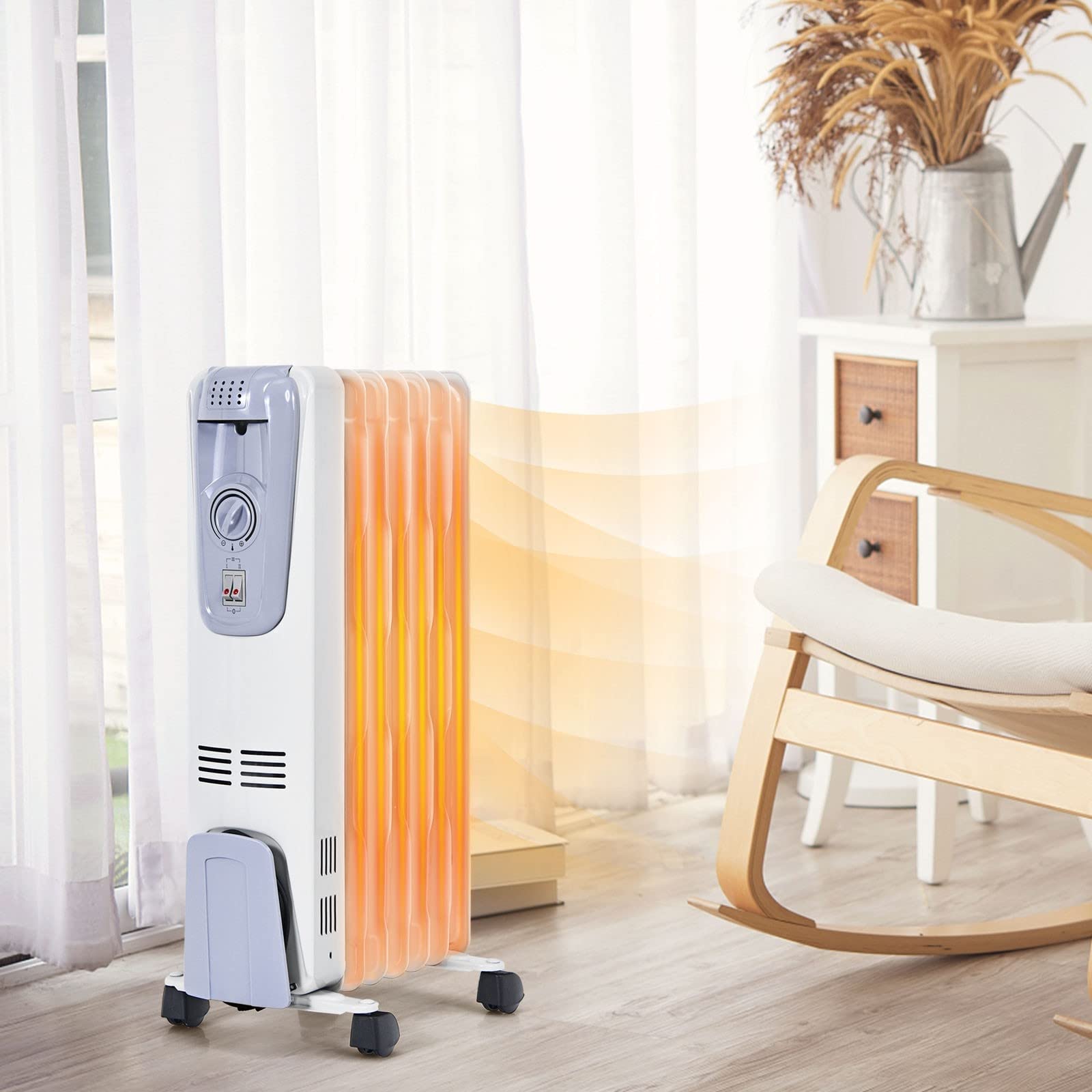ARLIME 1500W Oil Filled Radiator Heater - Adjustable Thermostat Electric Space Heater with 3 Heat Settings, Overheat & Tip-Over Protection - Energy Efficient Indoor Heater for Home, Office, Bedroom & Living Room - Perfect for Winter Warmth & Energy Savings