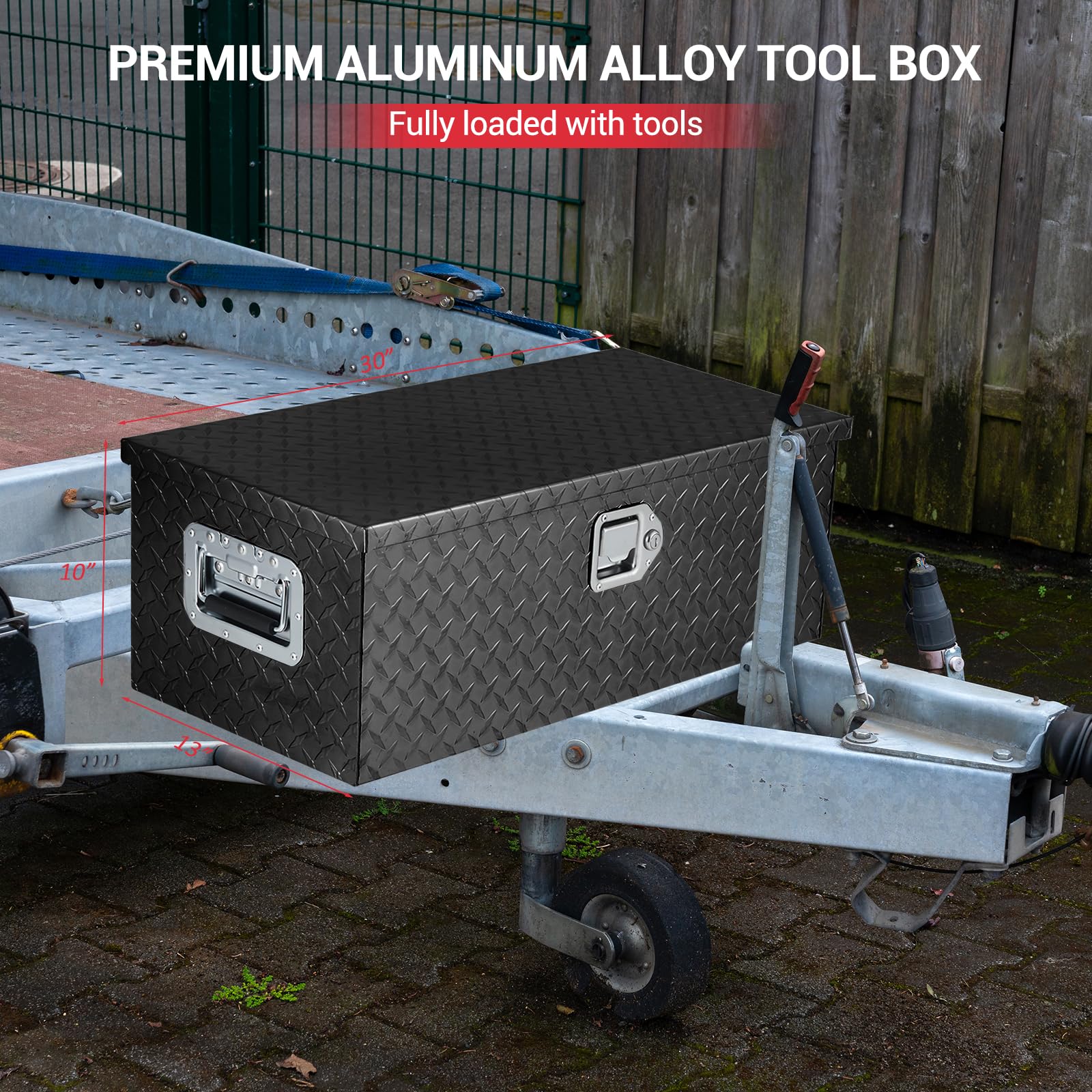 30 Inch Aluminum Truck Tool Box - Heavy Duty Waterproof Storage with Security Lock & Wide Handles - Organizer Chest for Pickup Trucks, RVs & Trailers (Black) - Perfect for Road Trips, Camping & Work Site Storage