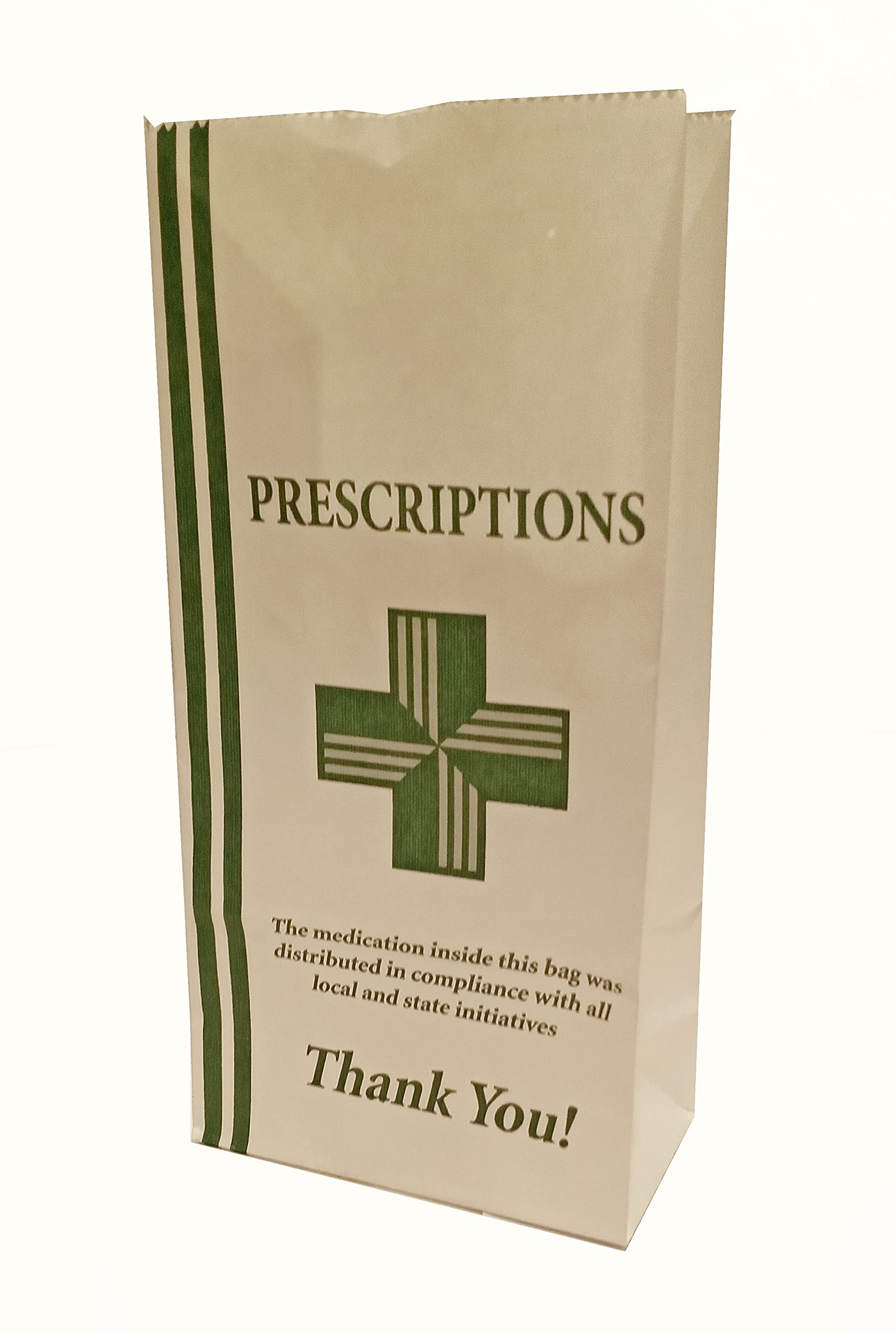 Eco-Friendly Green Health Cross Flat Bottom Pharmacy Bags 4.12