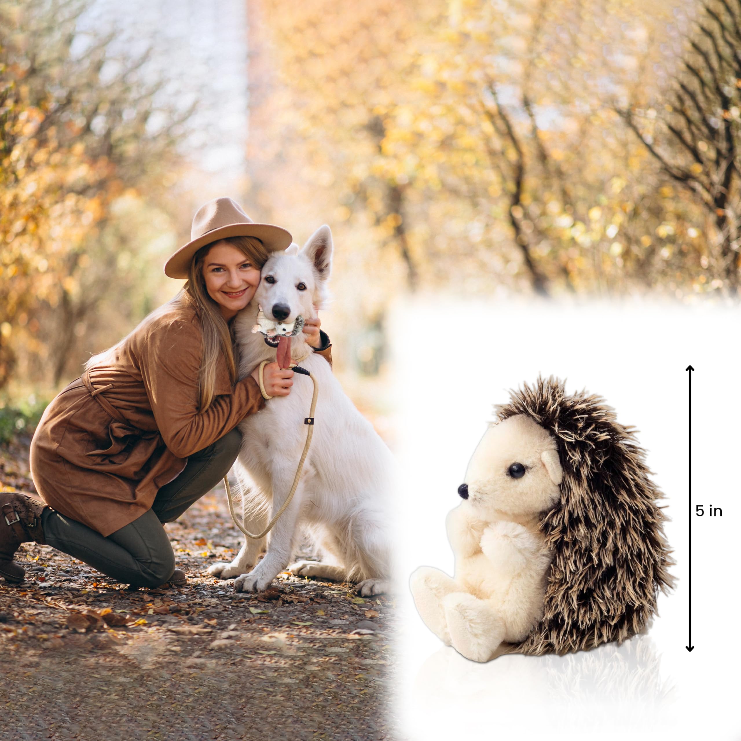 Vaulted Skulls & Co Hedgehog Plush Dog Toy for Small Dogs - Soft & Fluffy Stuffed Animal, No Squeaker - Perfect for Cuddling, Chewing & Indoor Playtime